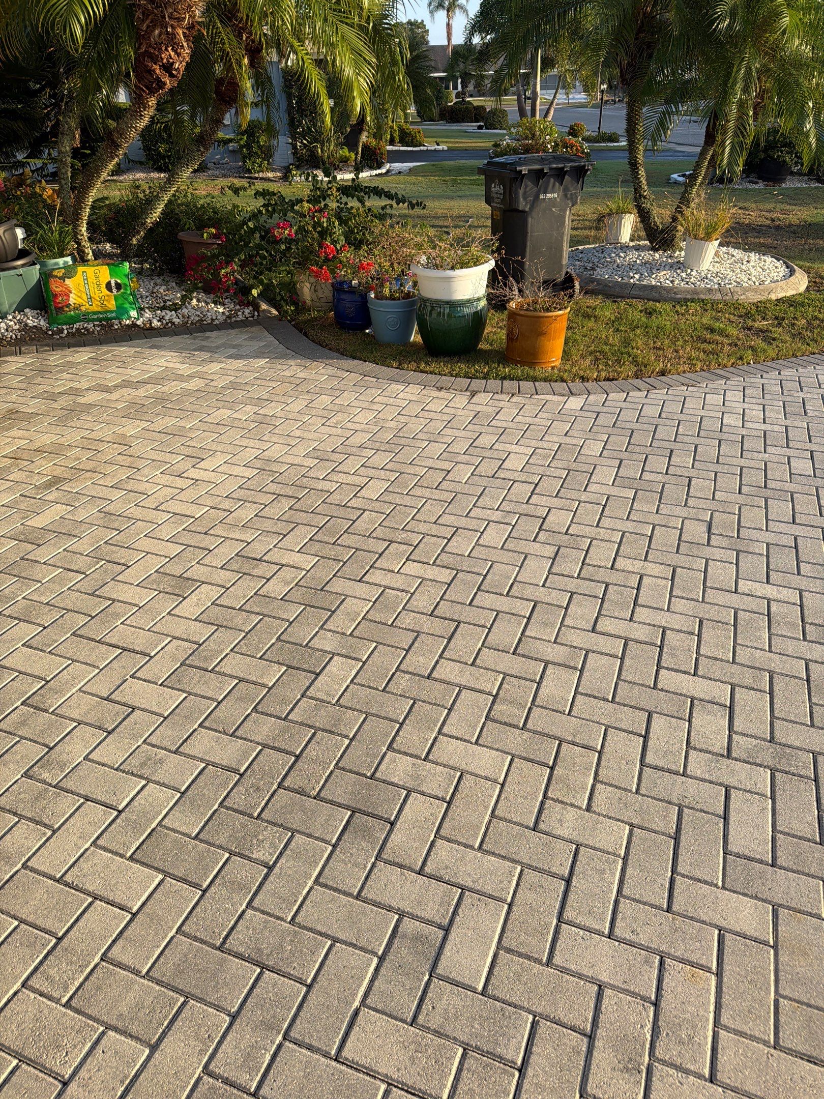 Paver Sealing and Cleaning for Herringbone Driveway in Sun City Center by Supreme Paver Experts