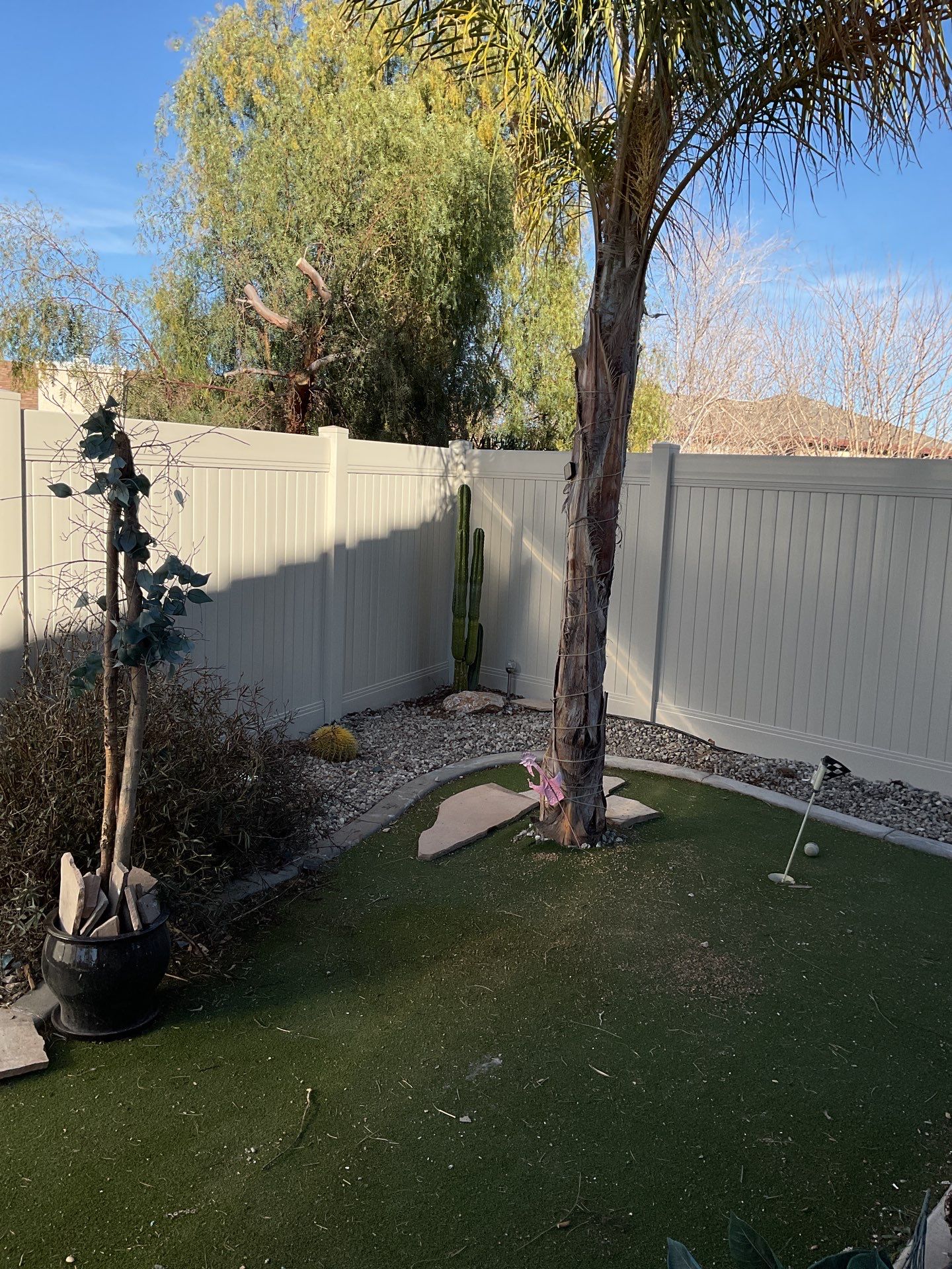 Beautiful vinyl fence installation by Fence Guys Inc.