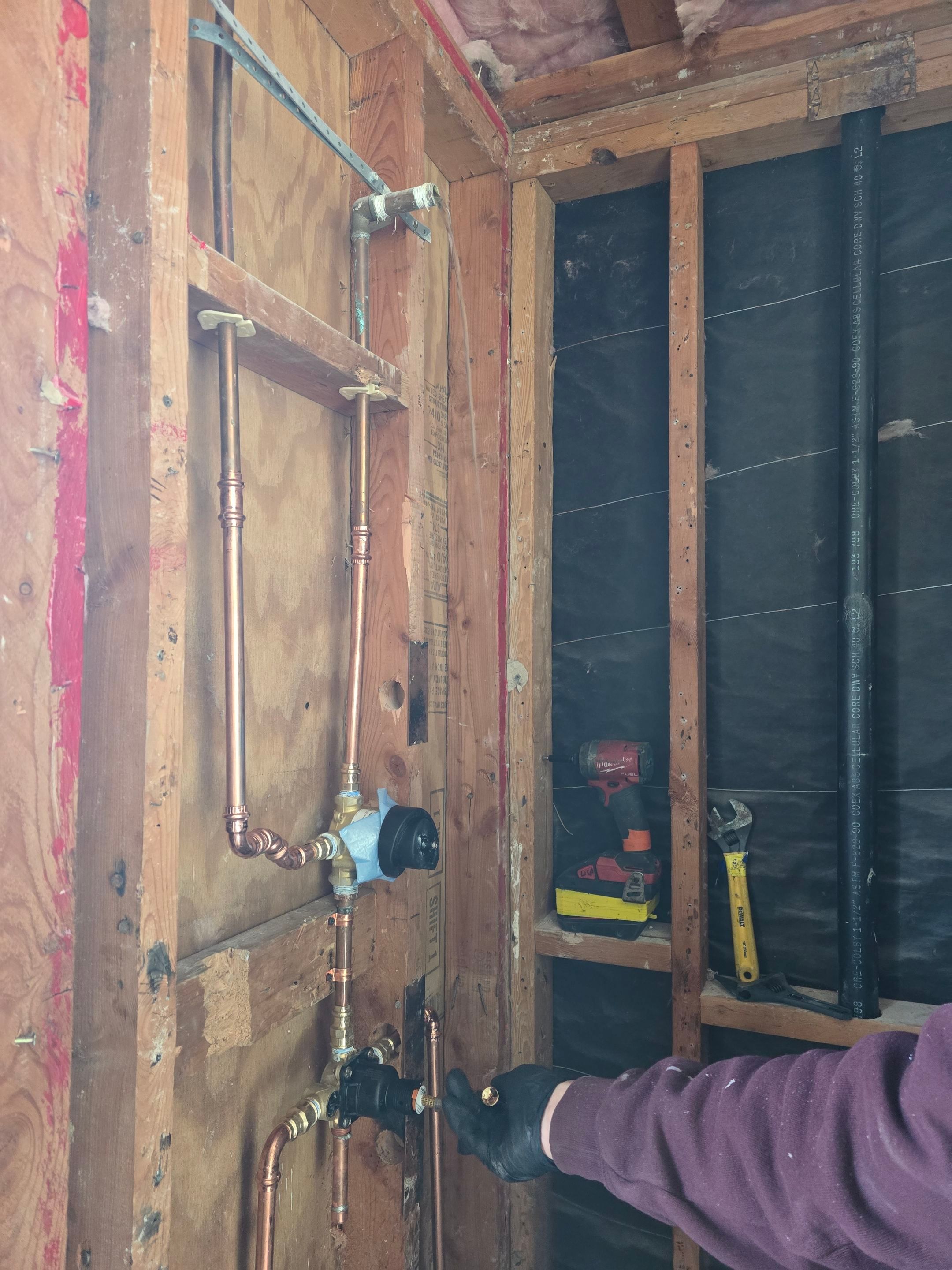 Installing Water Pipe for Shower by Us Plumbing