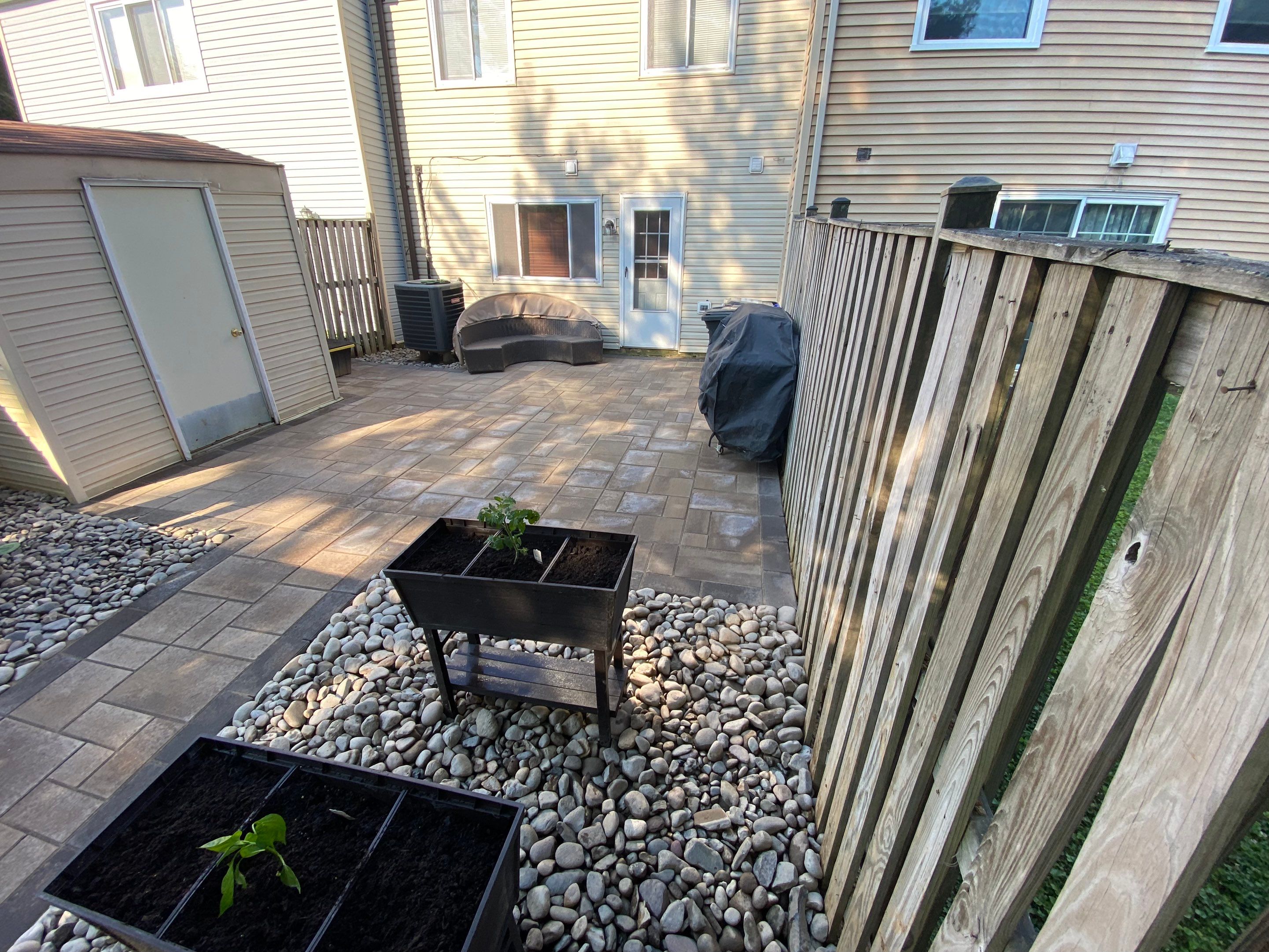 Backyard Transformation using Techo-Bloc Pavers by The Smet Companies, LLC