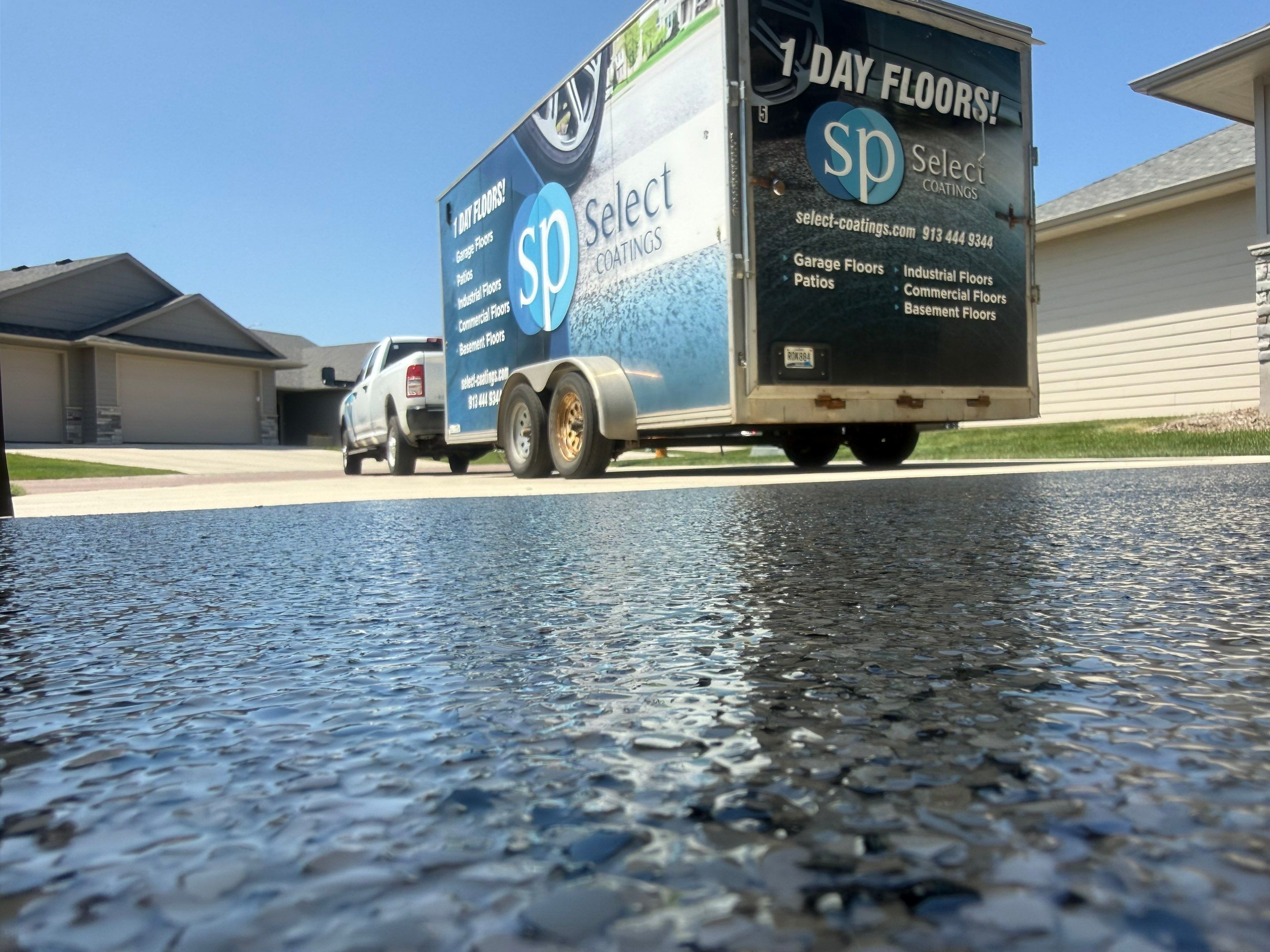 Cabin Fever Garage Floor Coating in Sioux Falls by Select Painting, Coatings & Garage Cabinets