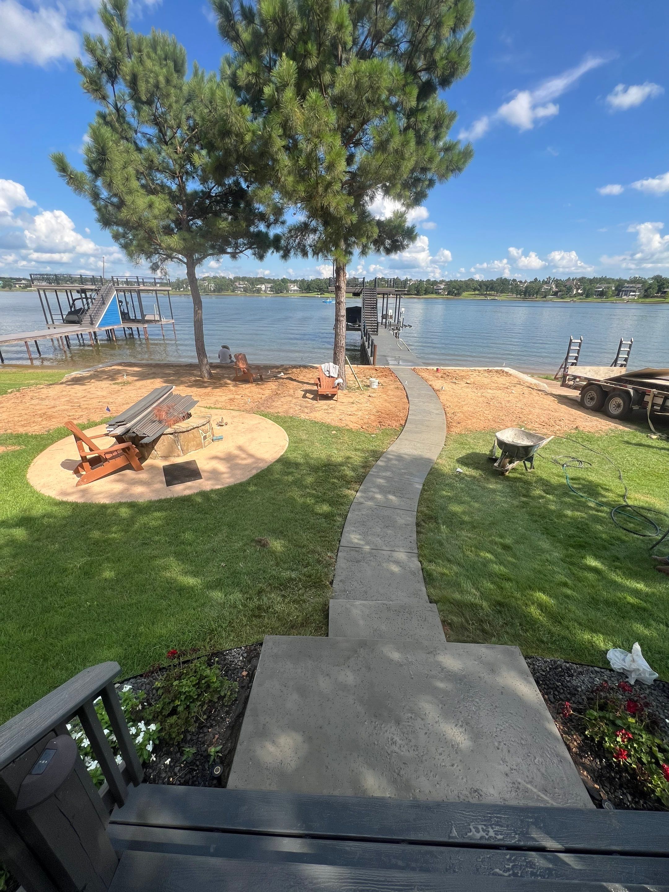 Lakefront Concrete walkway at Cedar Creek Lake in Malakoff, Tx