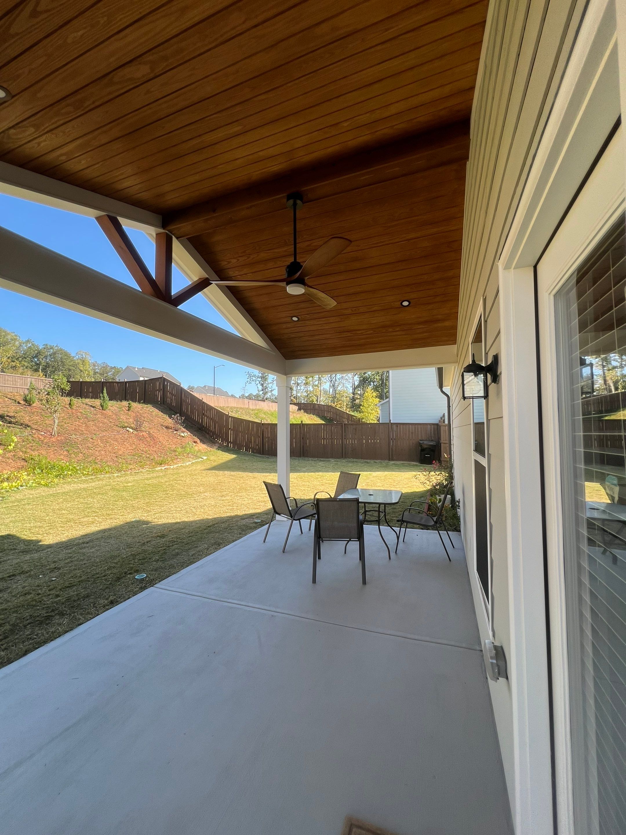 Custom Covered Porch Construction with Finished Wood Ceiling in Acworth by Swift Home Renovations