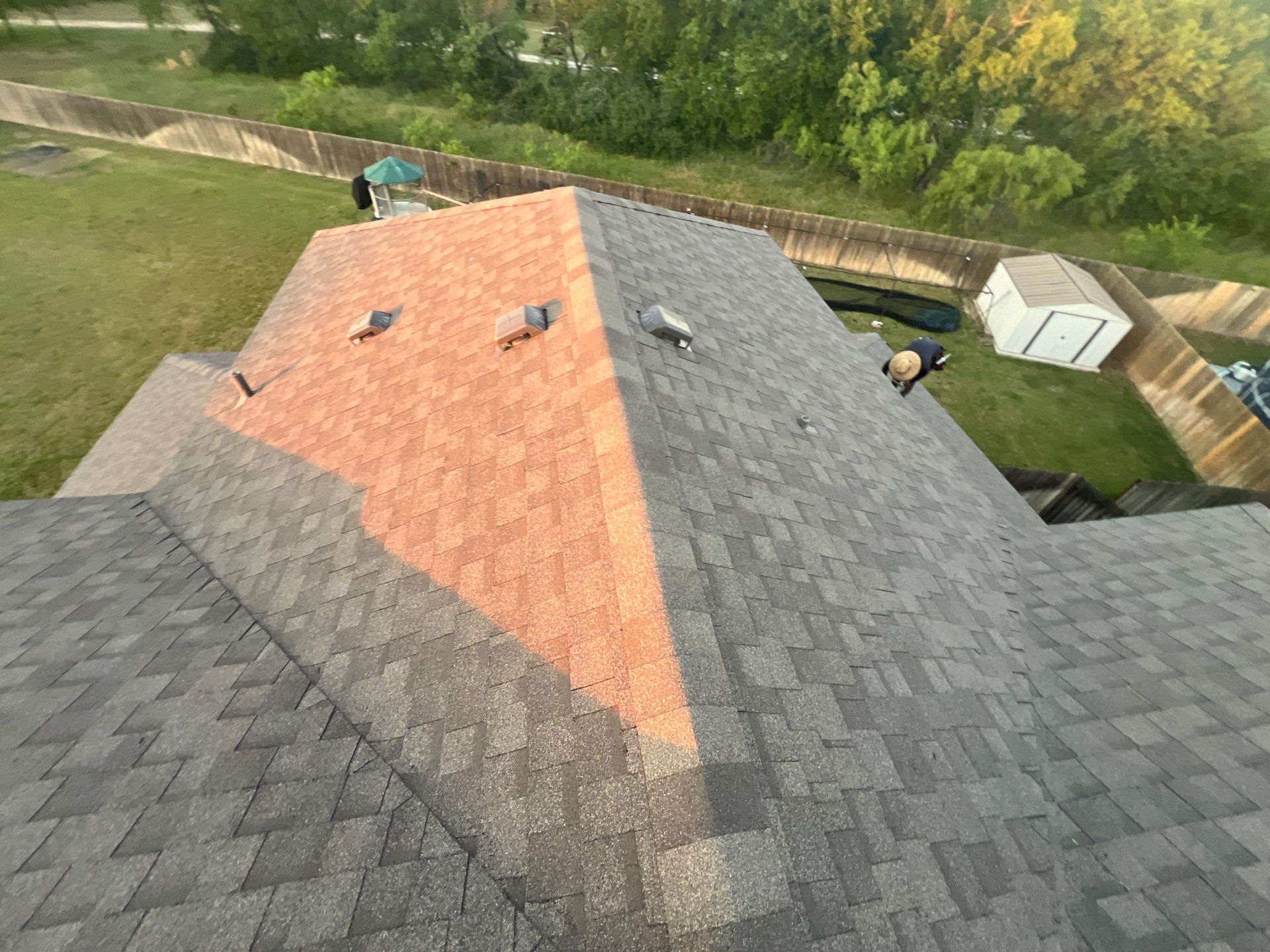 Residential Roofing Installation using IKO Cambridge 30yr Architectural Shingles. Color: Weatherwood by WR Roofing Solutions