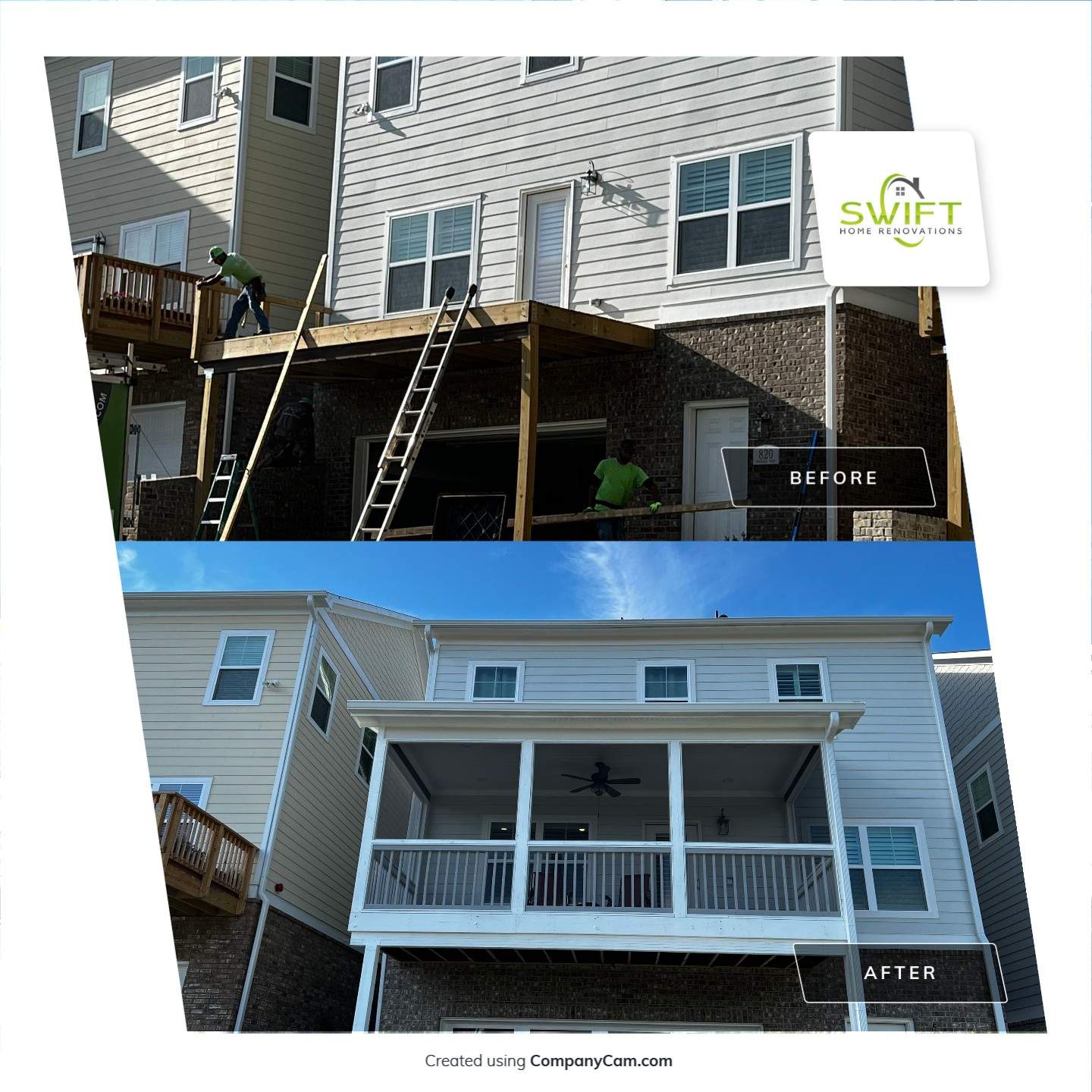 Second-Story Screened-In Porch and Deck Build in Marietta by Swift Home Renovations