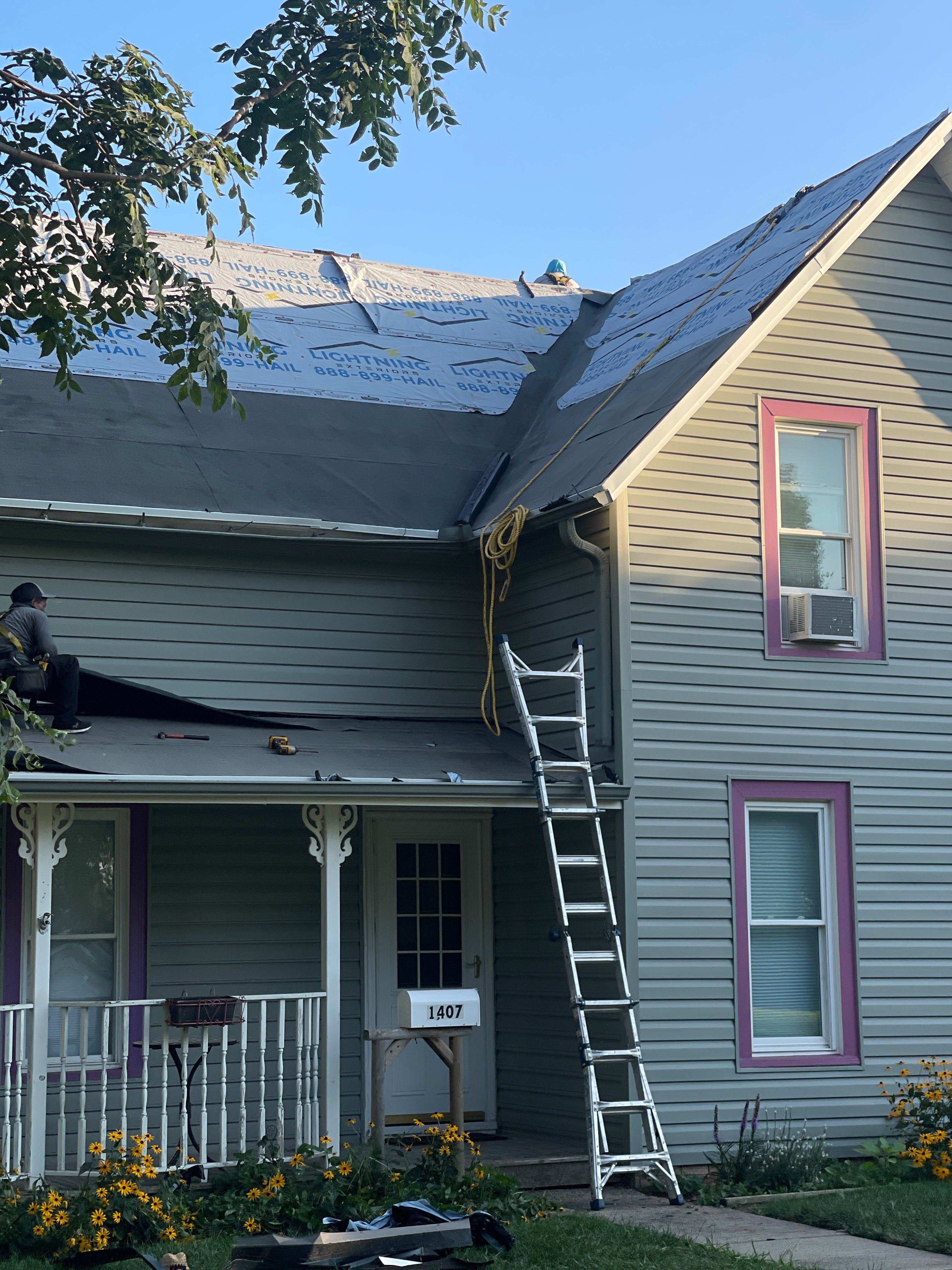 Residential Roofing Installation using Owens Corning Duration Colonial Slate by Lightning Exteriors