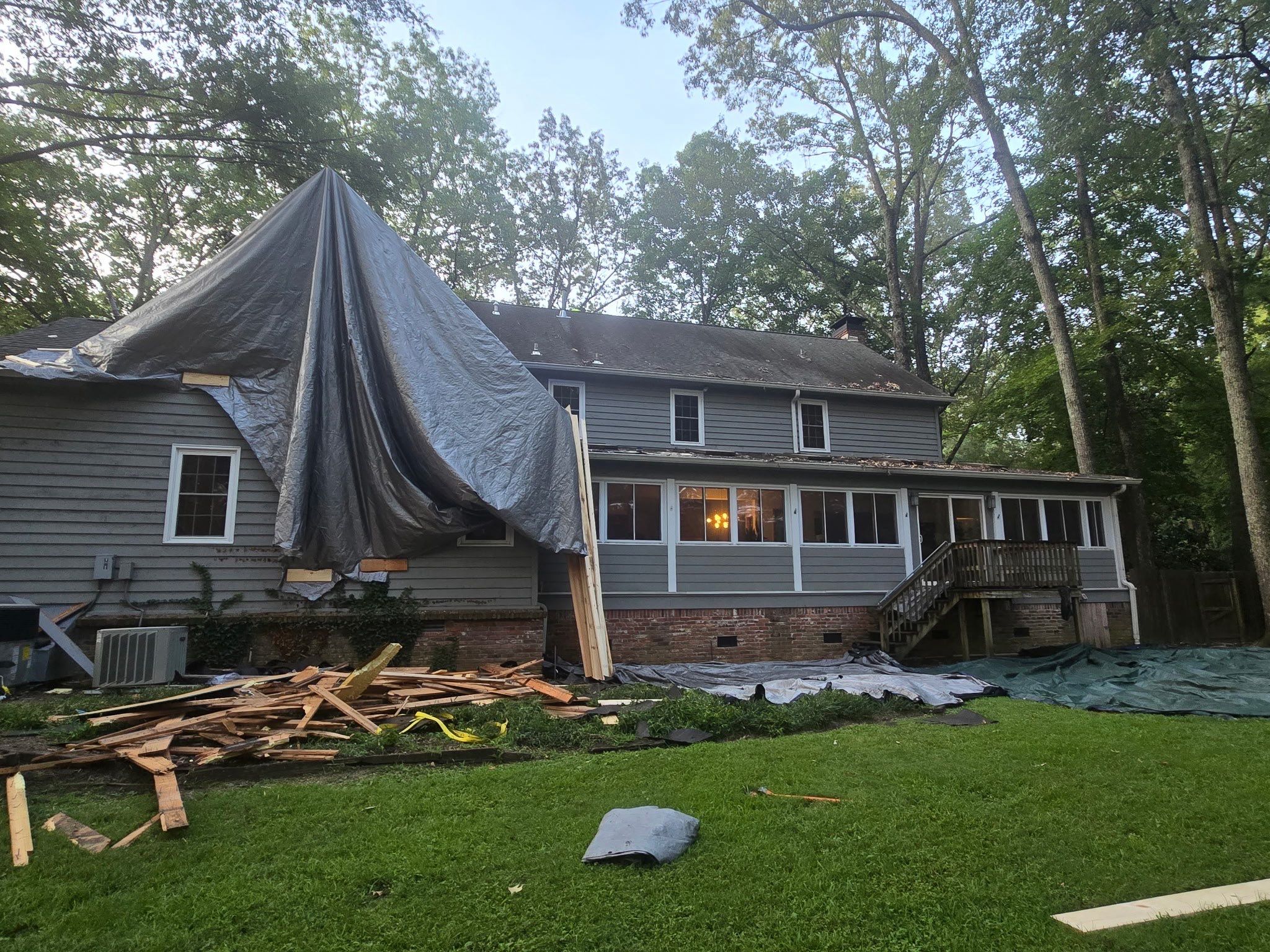 Collierville Roof Replacement Following Major Tree Impact Damage with interior repairs by Revival Roofing Services