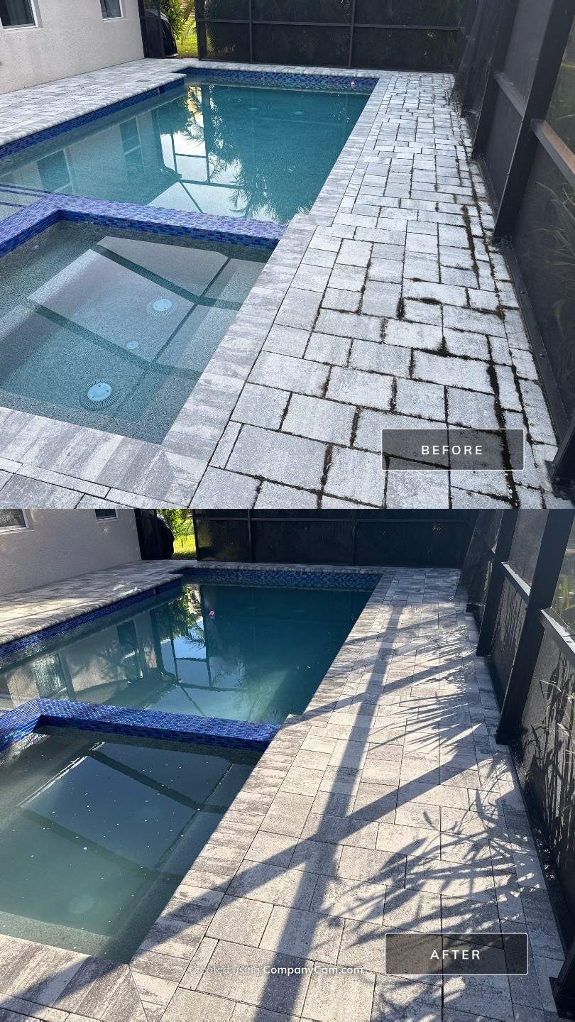 Paver Pool Deck Cleaning in Ellenton, FL by Sunshine AquaWash