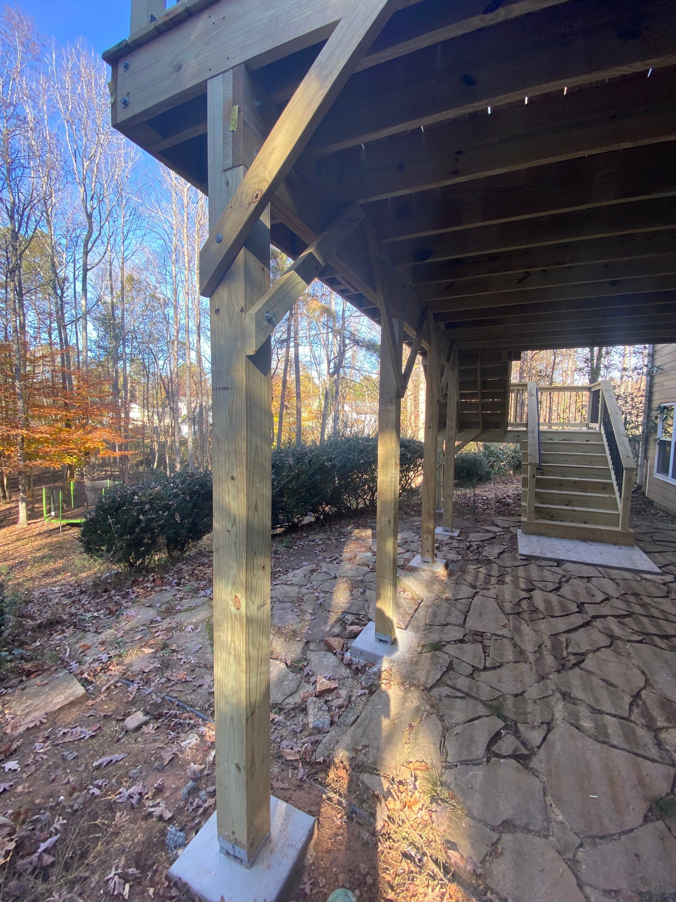 Elevated Wooden Deck and Staircase Construction in Cumming by Swift Home Renovations