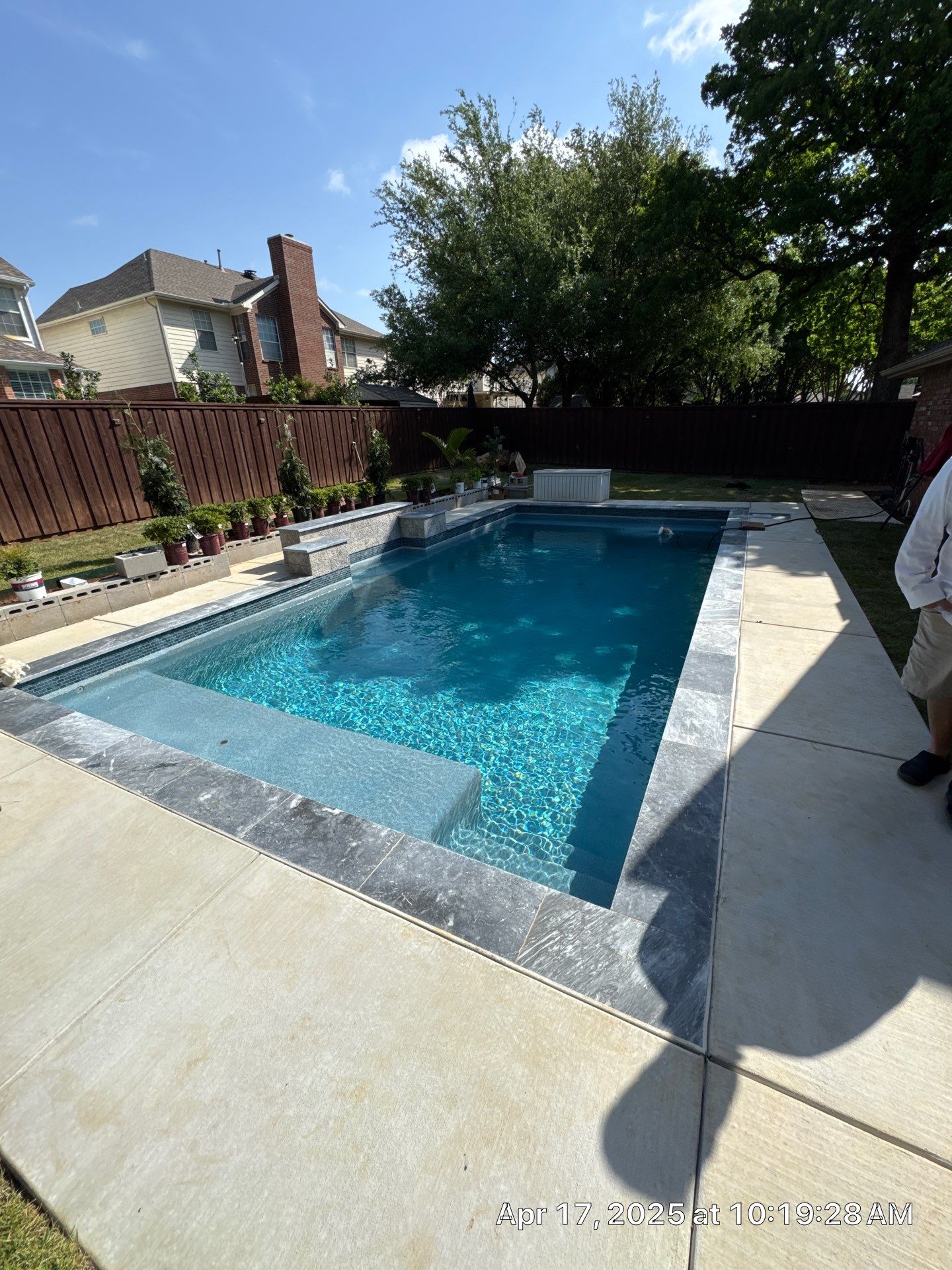 Geometric Pool with Raised Water-Feature Wall by Pinnacle Pools and Spas - DFW