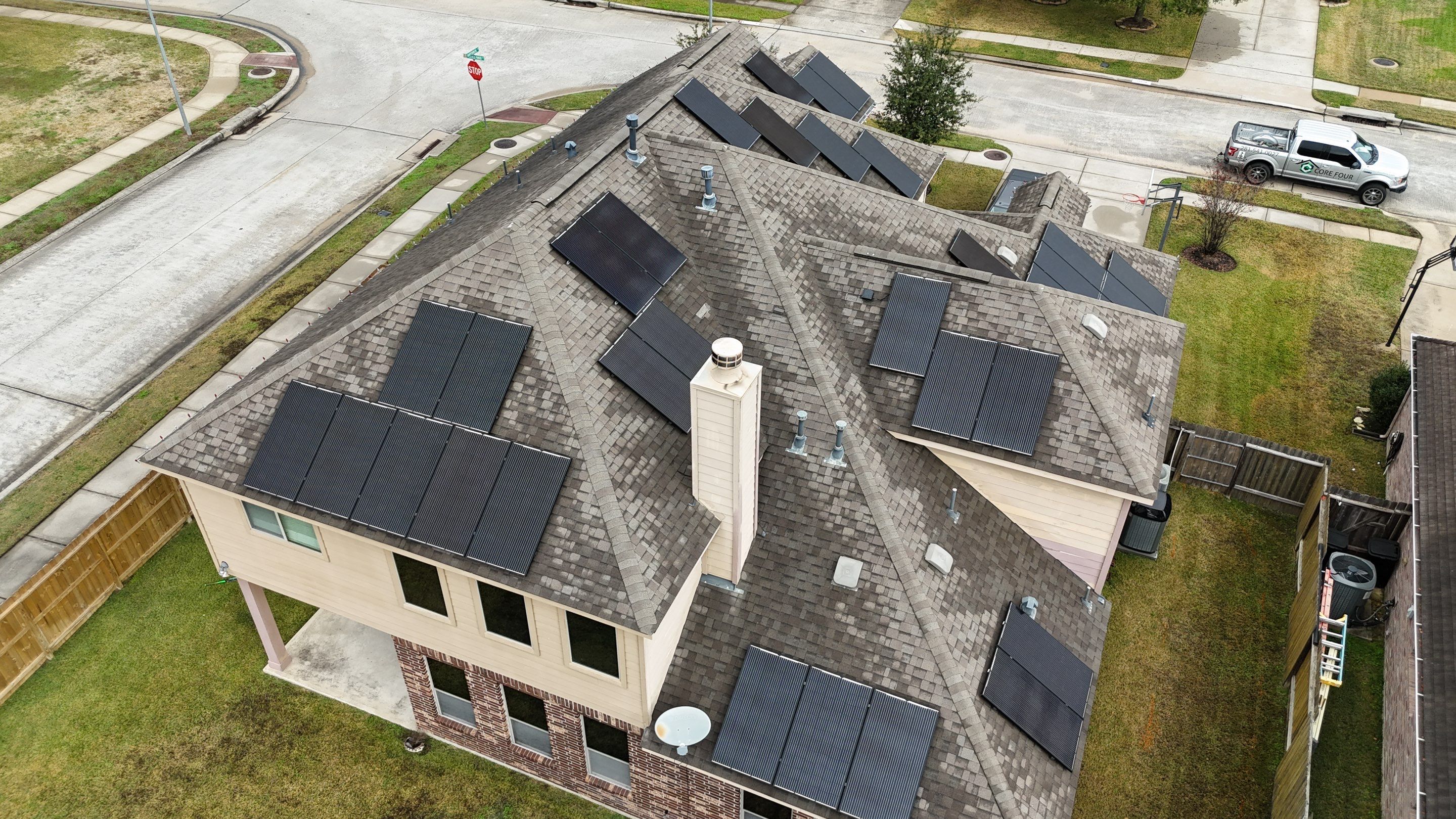 Roof Replacement with Solar Detach & Reset using IKO Dynasty by Core Four Roofing