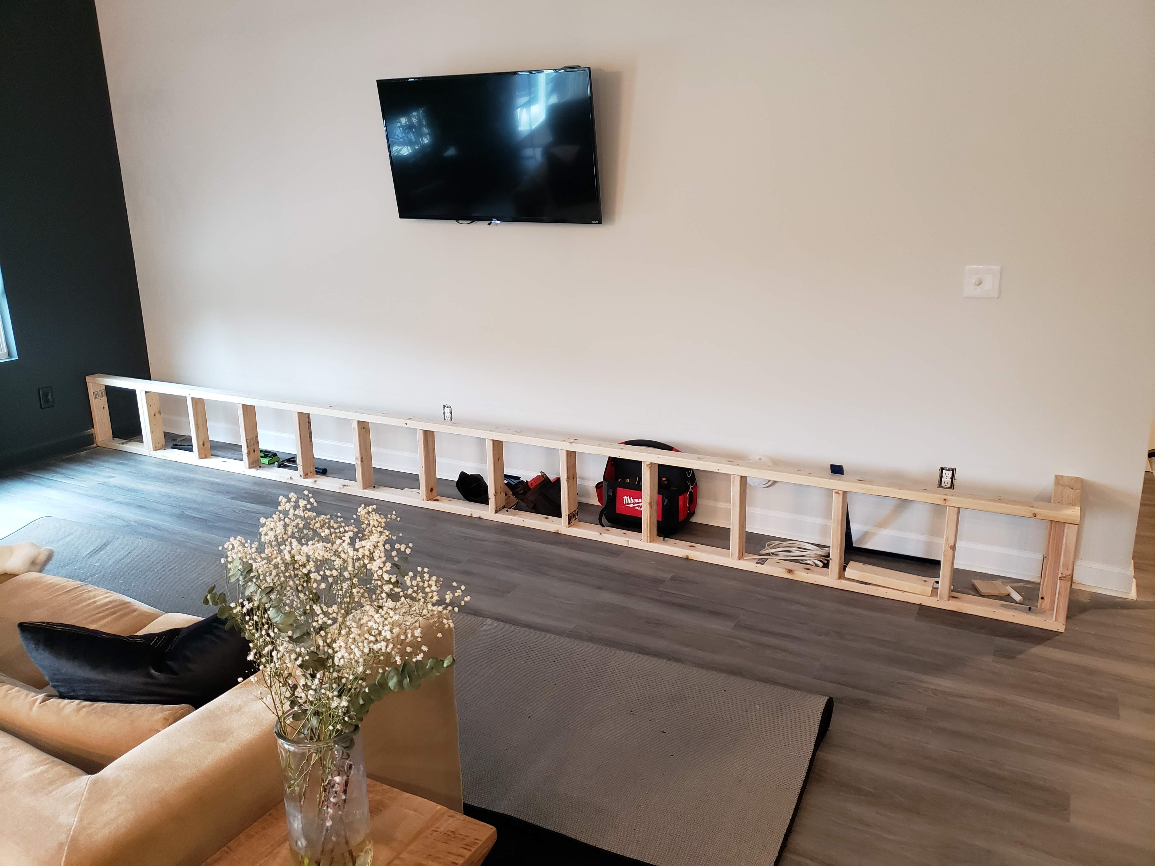 Custom Bench Build with Soundproofing Panels by A Step Above Handy LLC 