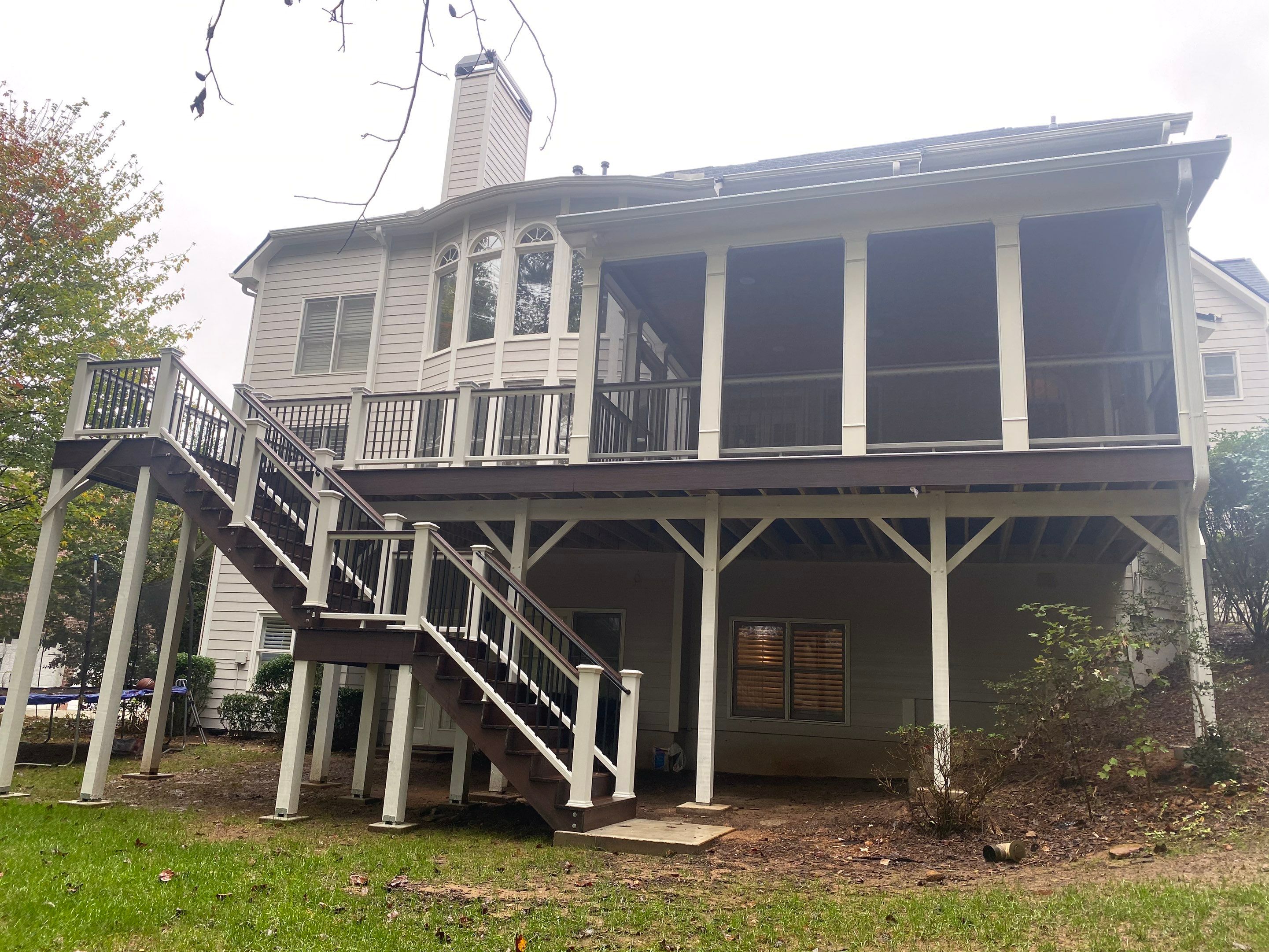 Elevated Screened-in Porch and Composite Deck Construction in Mableton by Swift Home Renovations