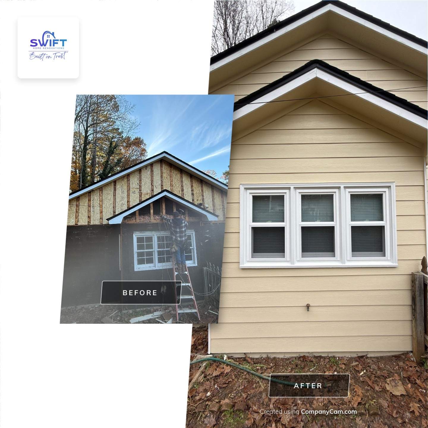 Norcross Exterior Remodel With New Lap Siding and Window Installation by Swift Home Renovations
