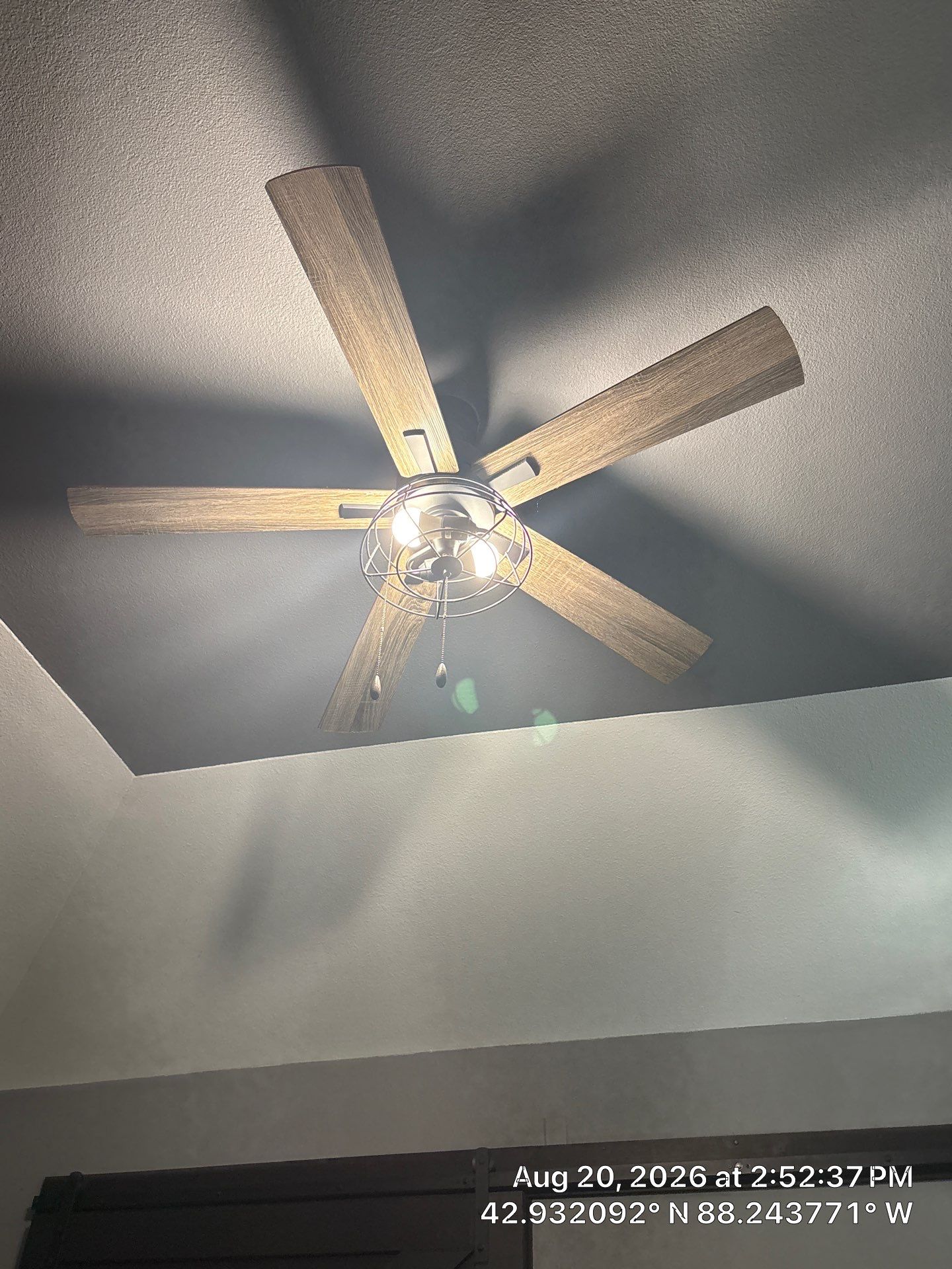 Custom Barn Door Installation and Industrial Ceiling Fan Upgrade in Waukesha by CompanyCam Sales Demo