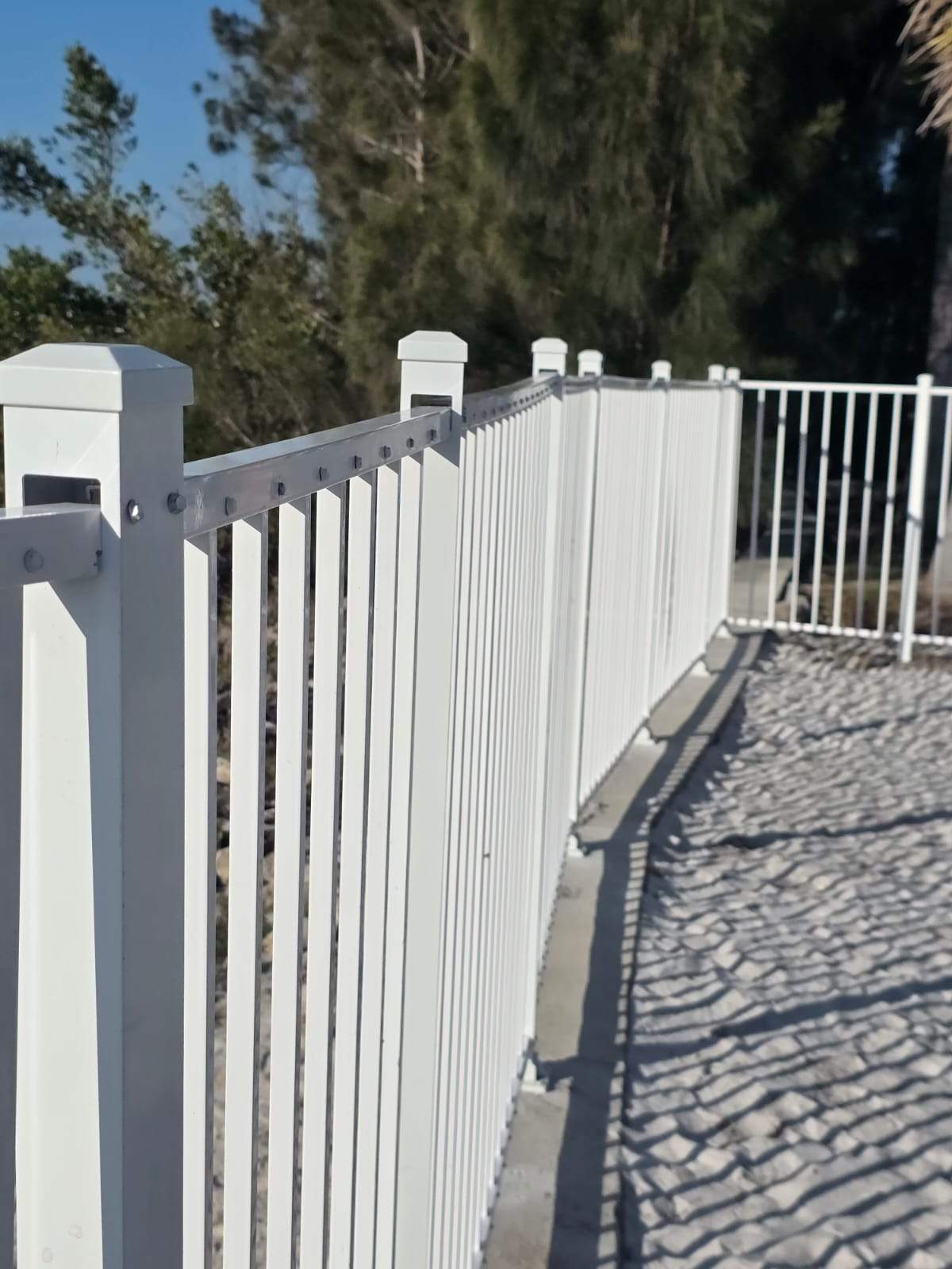 White Aluminum Railing Installation for Commercial Property in Port Charlotte by True Fence LLC
