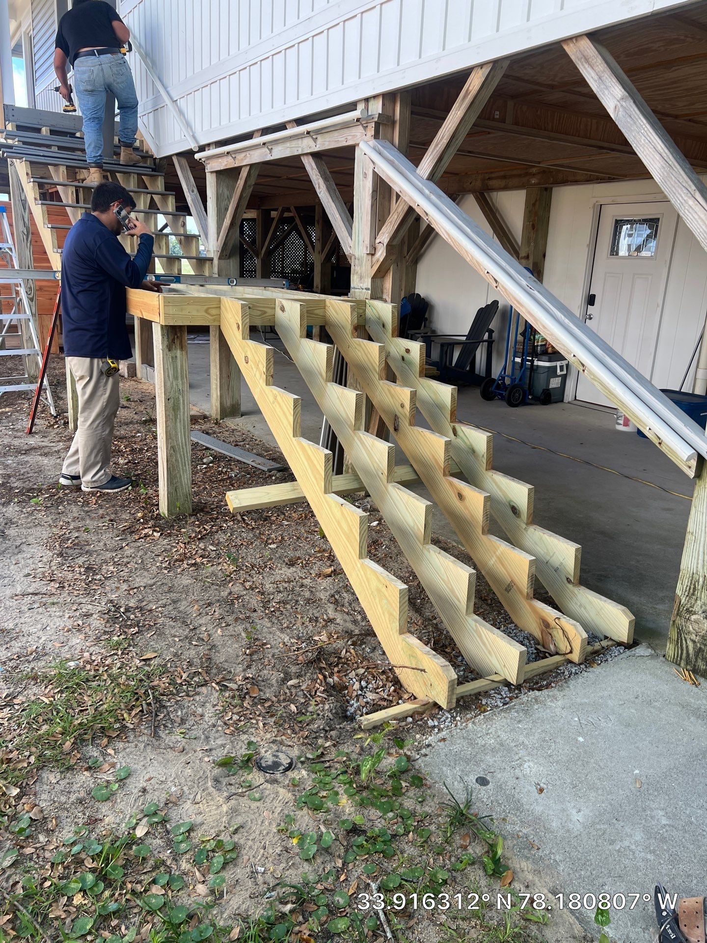 Exterior Stair Repair and Sidewalk Installation in Oak Island, NC by RGR Construction and Roofing, LLC