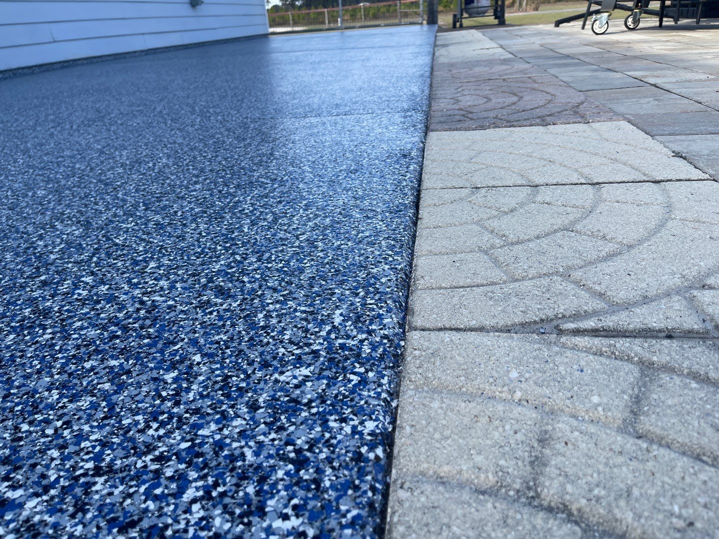 Patio in Trenton, FL in Denim by Cross Creek Concrete Coatings