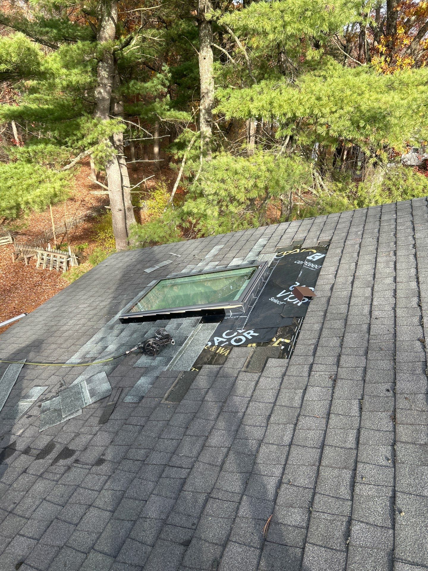 Chelmsford Triple Skylight Leak Repair with Fascia & Shingle Restoration by Mighty Dog Roofing of Greater Middlesex County