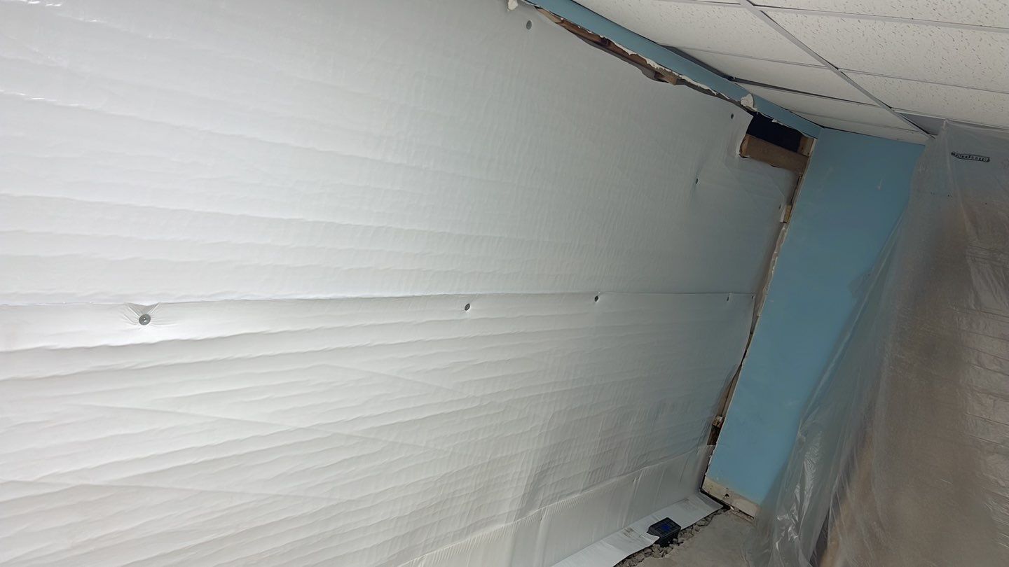 Embedded Fiber Reinforcement and Basement Waterproofing using GrateDrain Waterproofing System by Toledo Basement Repair