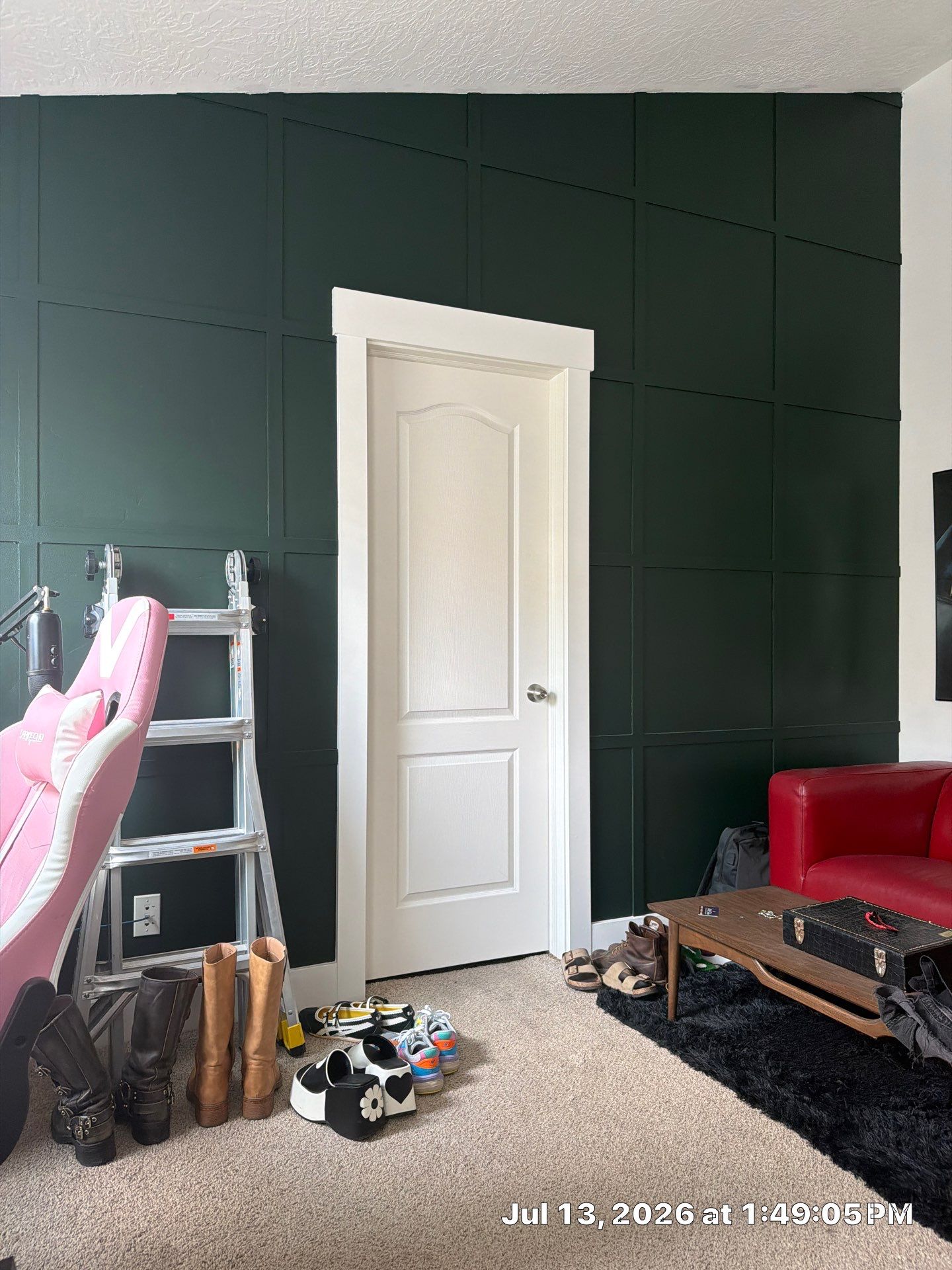 Dark Green Grid Accent Wall and Door Trim in South Salt Lake by CompanyCam Sales Demo