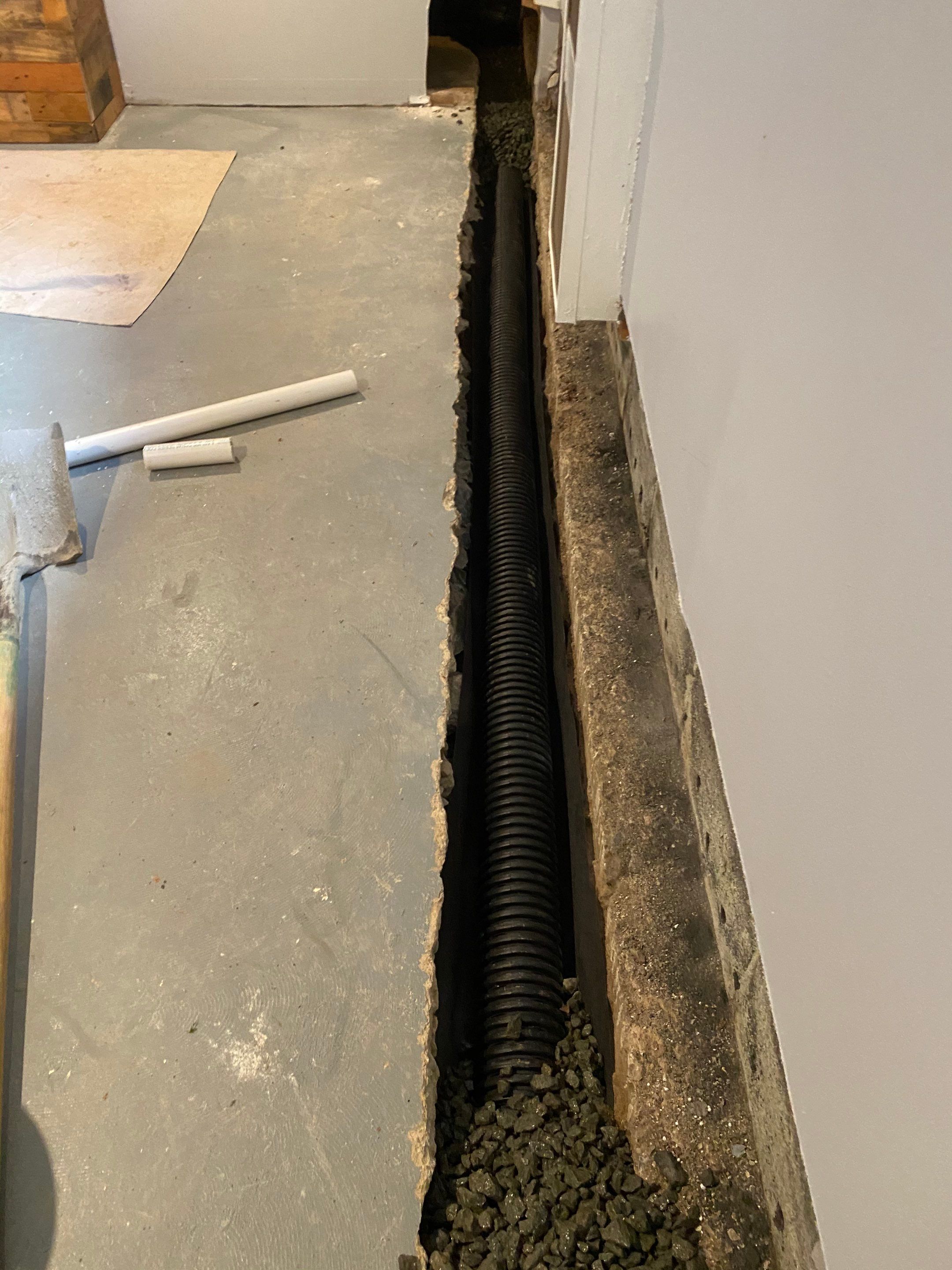 Interior French Drain Job in Cranford, NJ by Pure Service Pro, LLC 