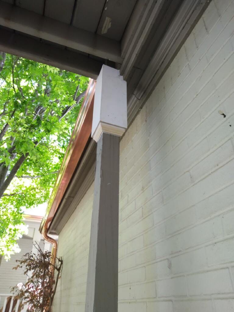 Gutter Installation using Pure Copper Seamless Rain Gutter System by Harvey Roofing & Construction