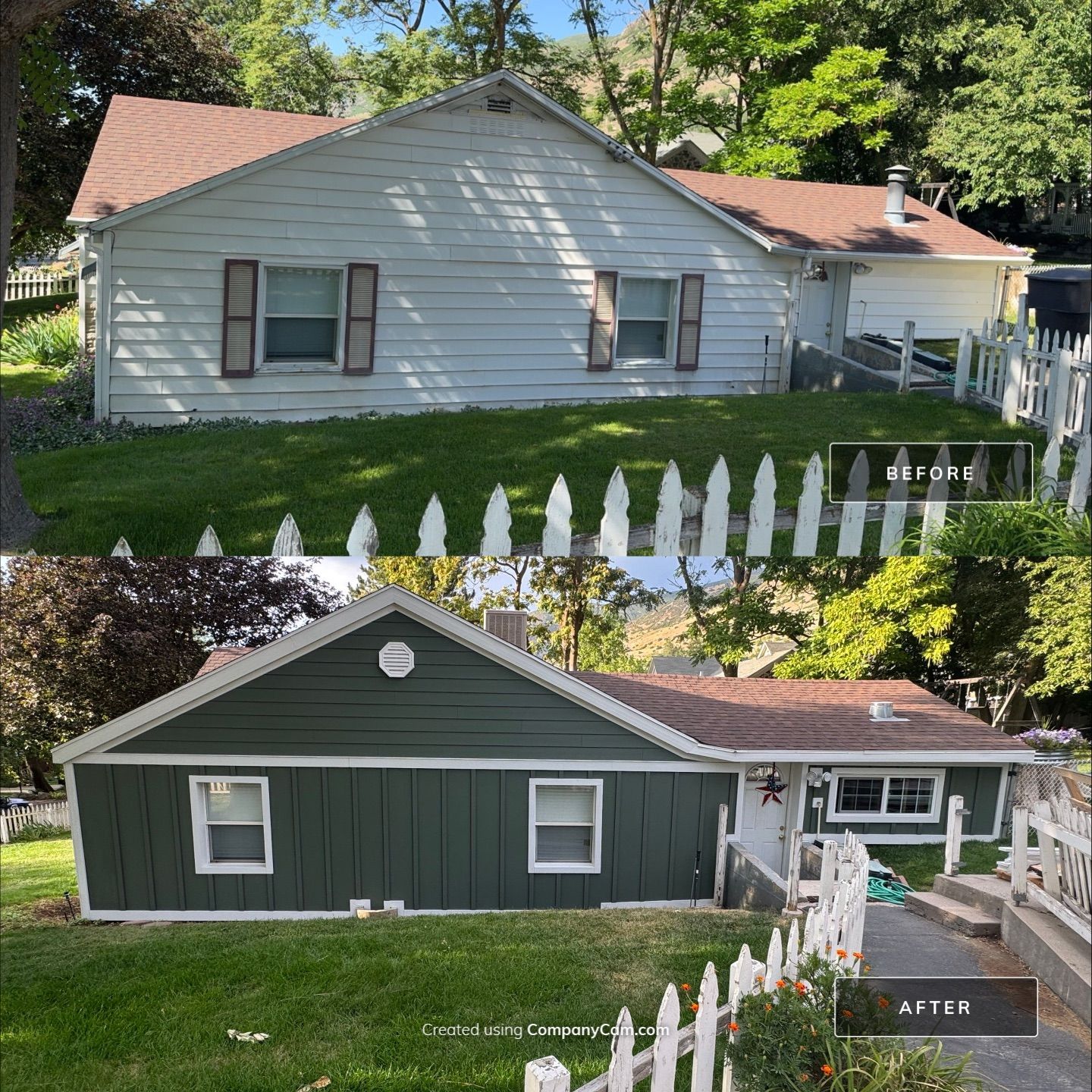 Farmington | Custom Hardie Mixed Siding | Thyme Green & White by Ideal Siding Utah