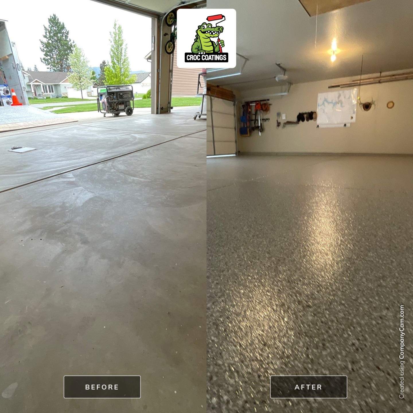 Garage Transformation using Pebble Beach and Front Porch using Greystone by Croc Coatings, LLC