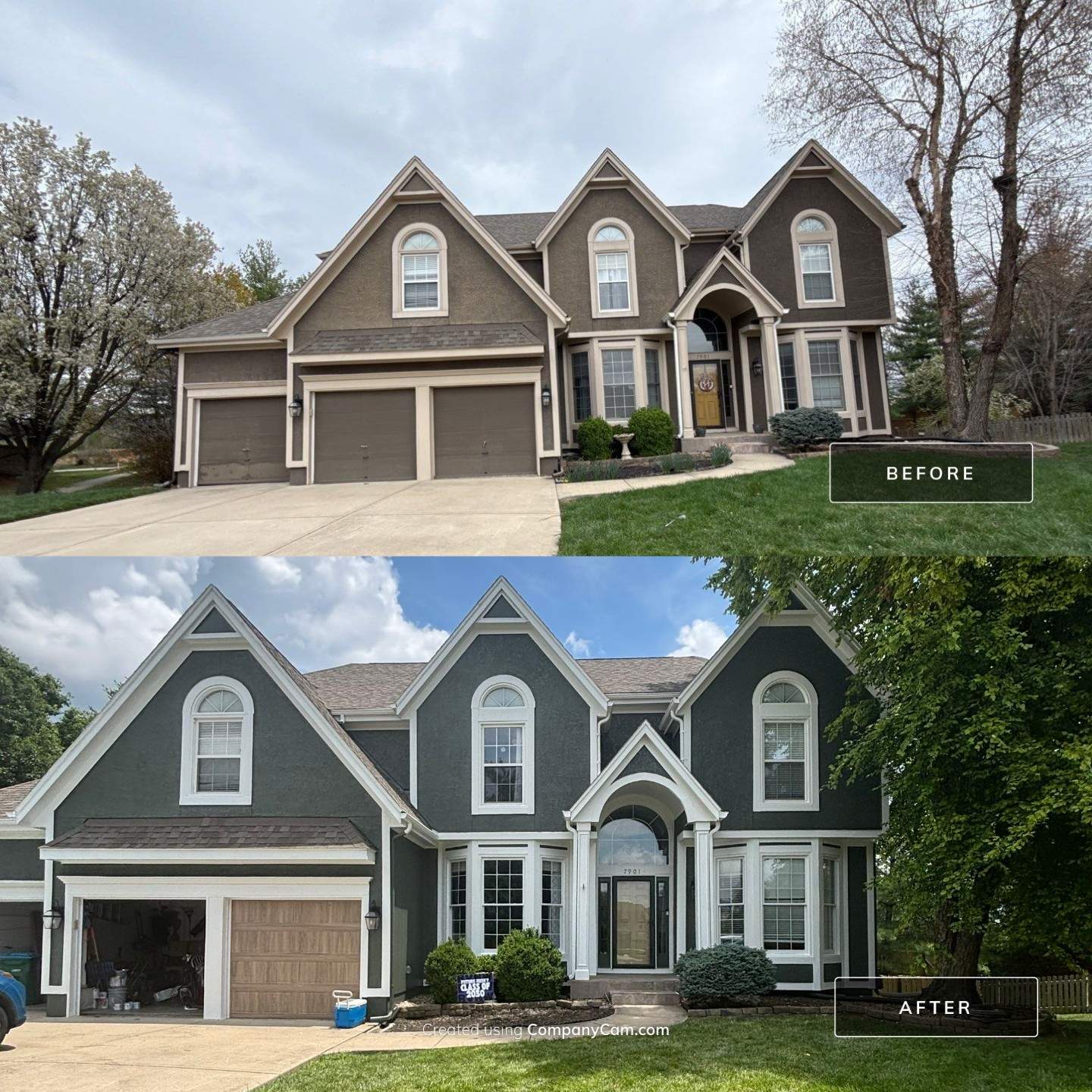 Exterior Painting and Wood Rot Repair for Overland Park Residence
