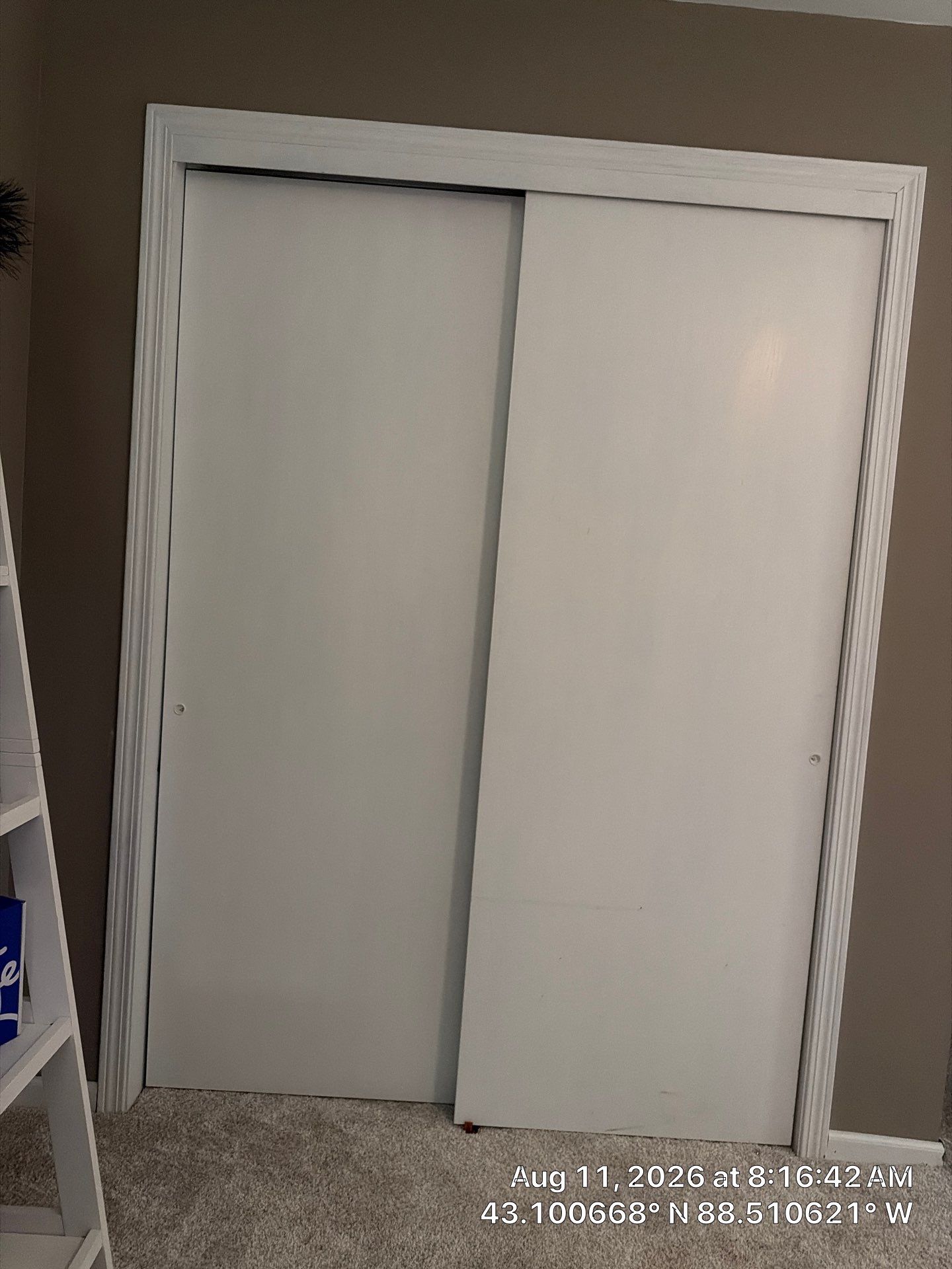 White Sliding Bypass Closet Door Installation in Oconomowoc by CompanyCam Sales Demo