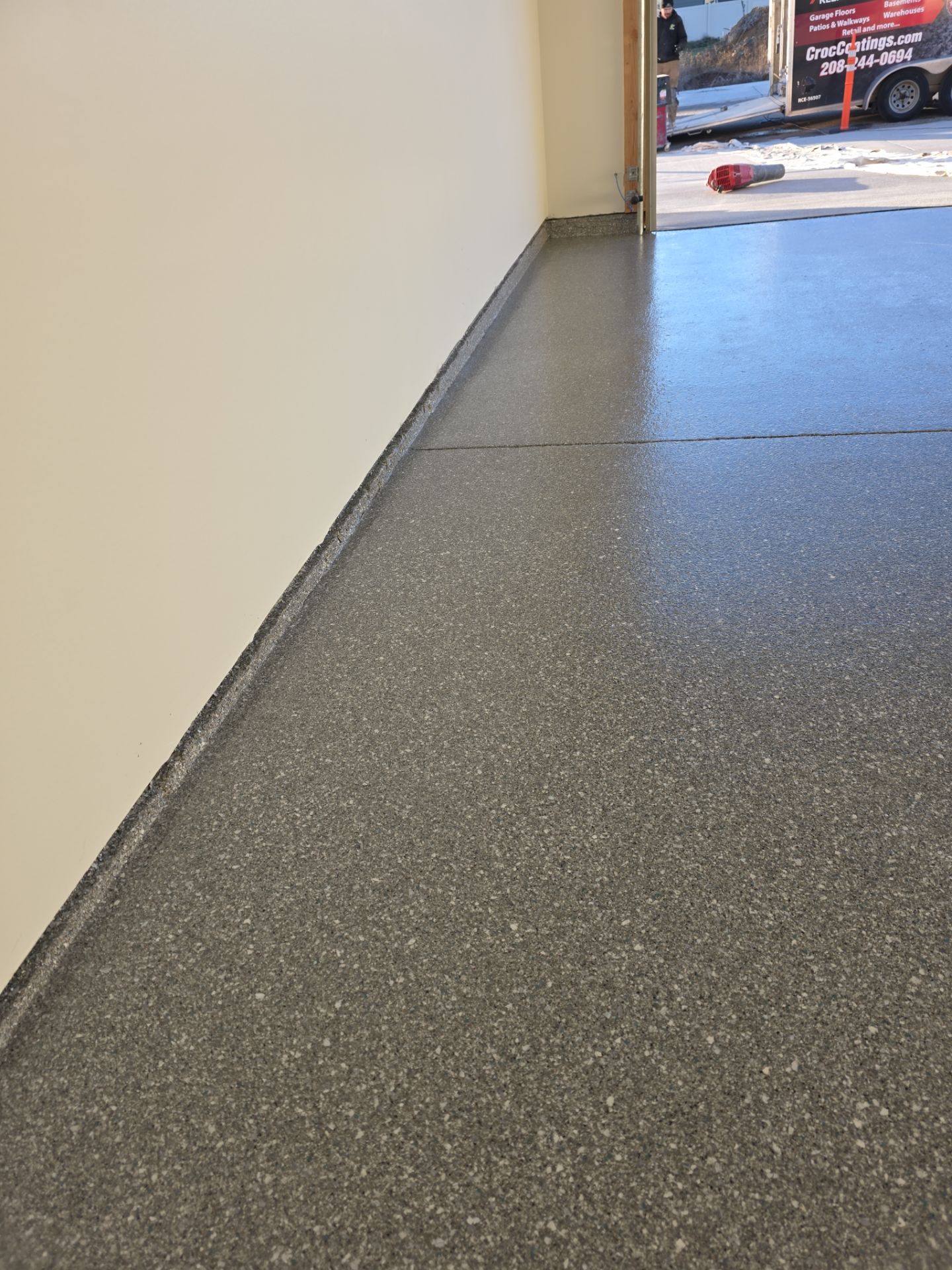 Garage Transformation using Turquoise Hybrid by Croc Coatings, LLC