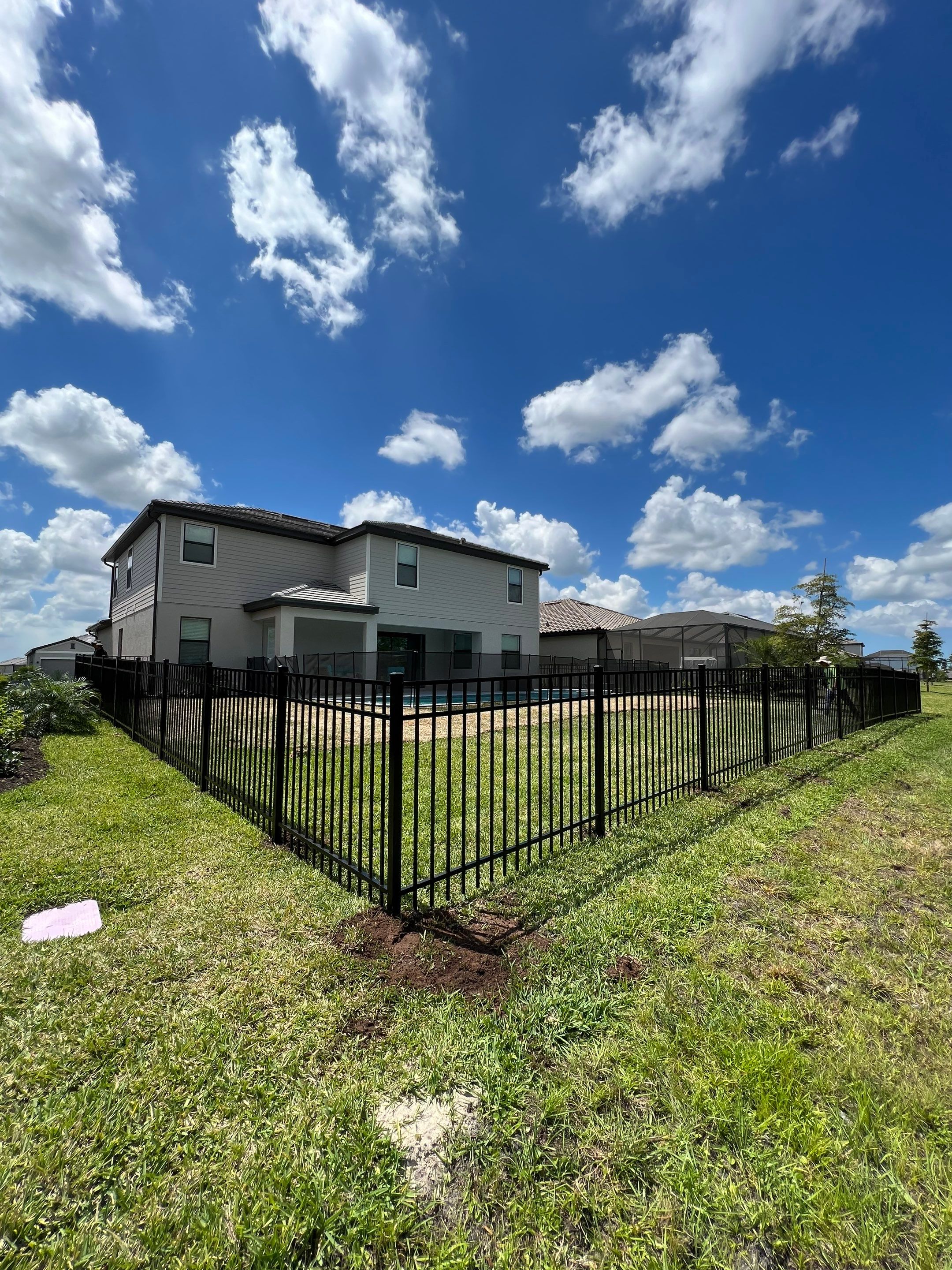Aluminum Fence Installation using Black 3 Rail Aluminum Fence by Asap fence and gates, LLC