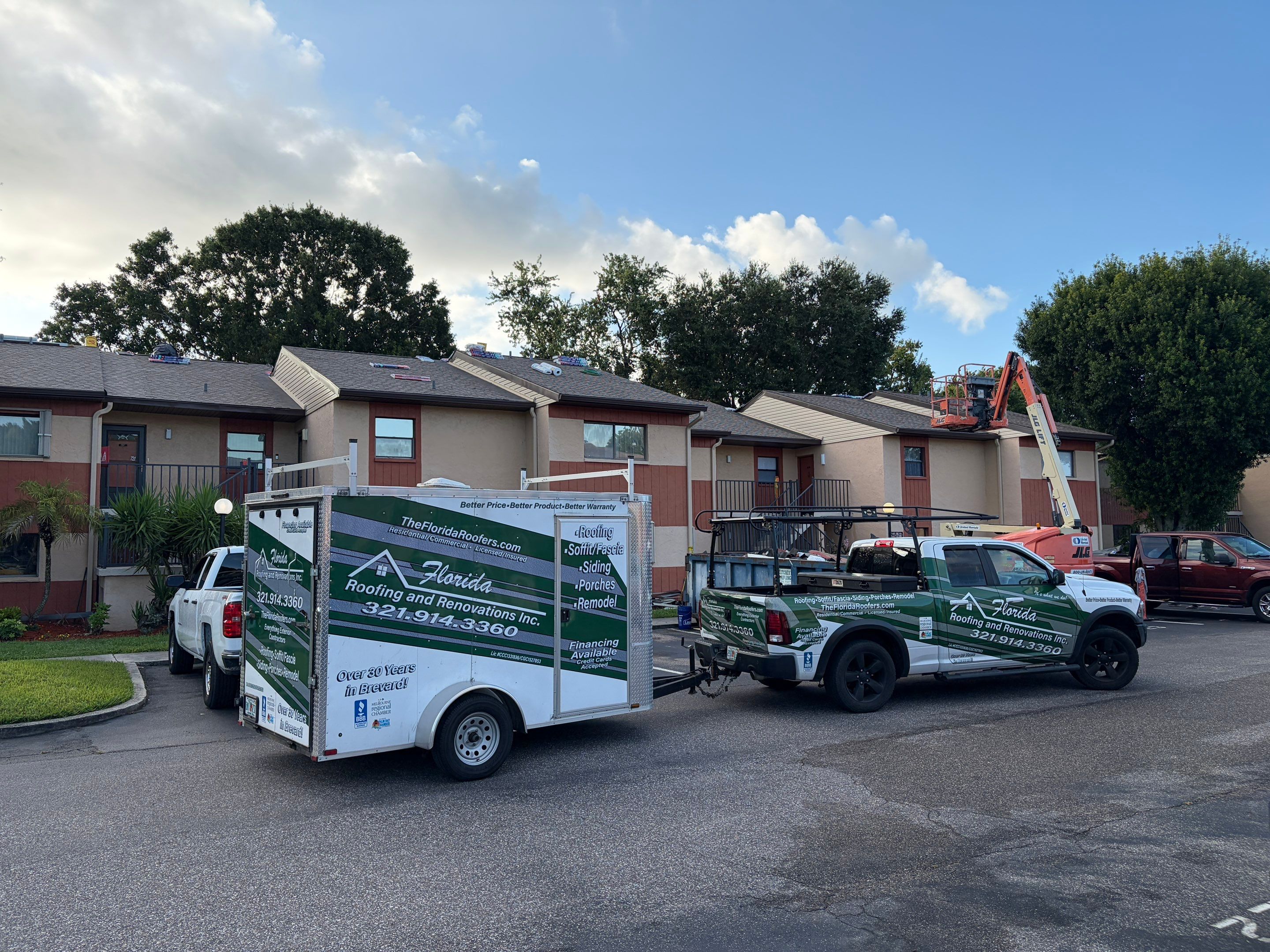 Multi-Family Roof Replacement and Siding Installation in Melbourne by Florida Roofing and Renovations Inc.