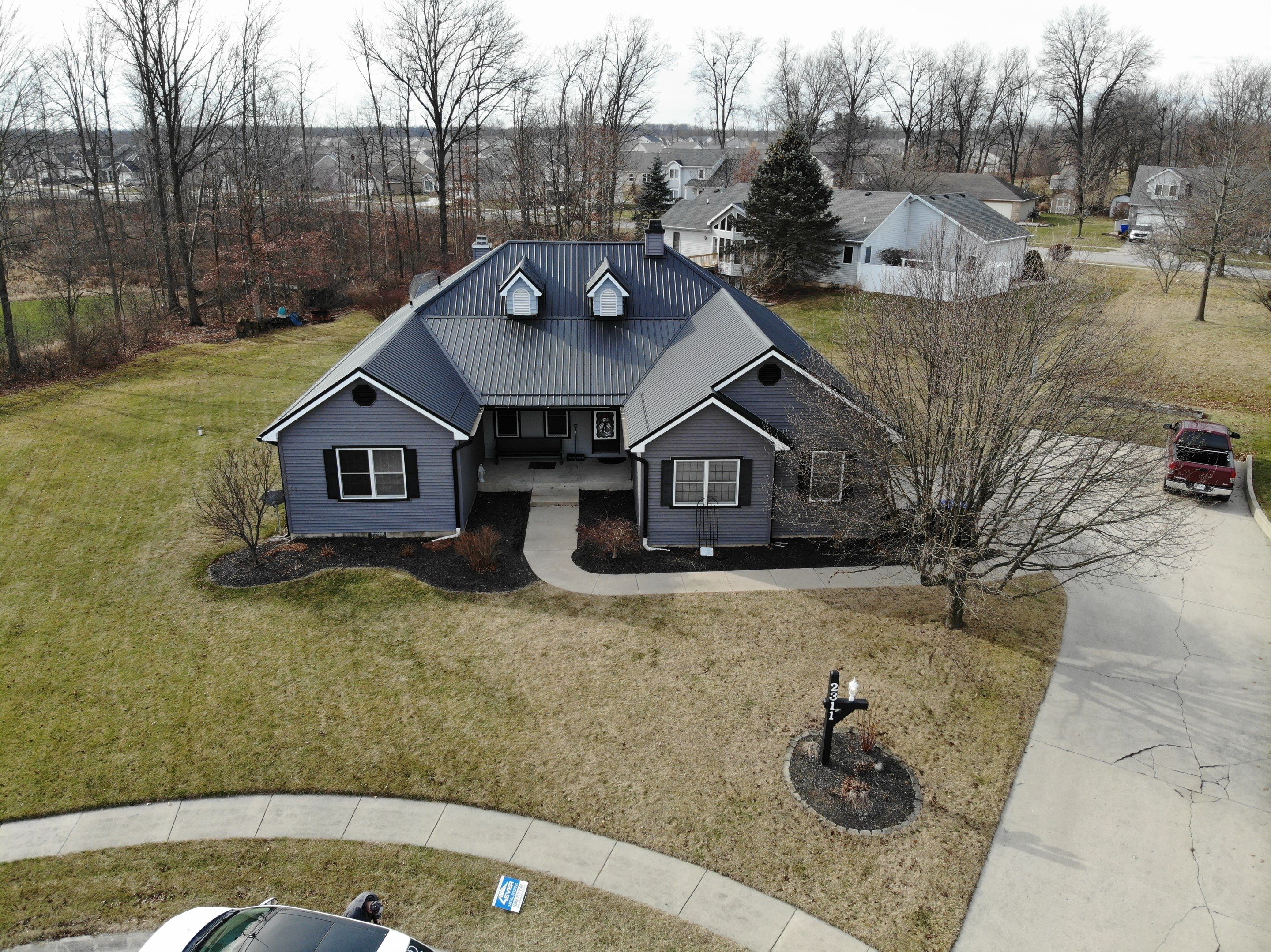 Black Frost Exposed Fastener Metal Roof in Fort Wayne, Indiana by 4Ever Metal Roofing