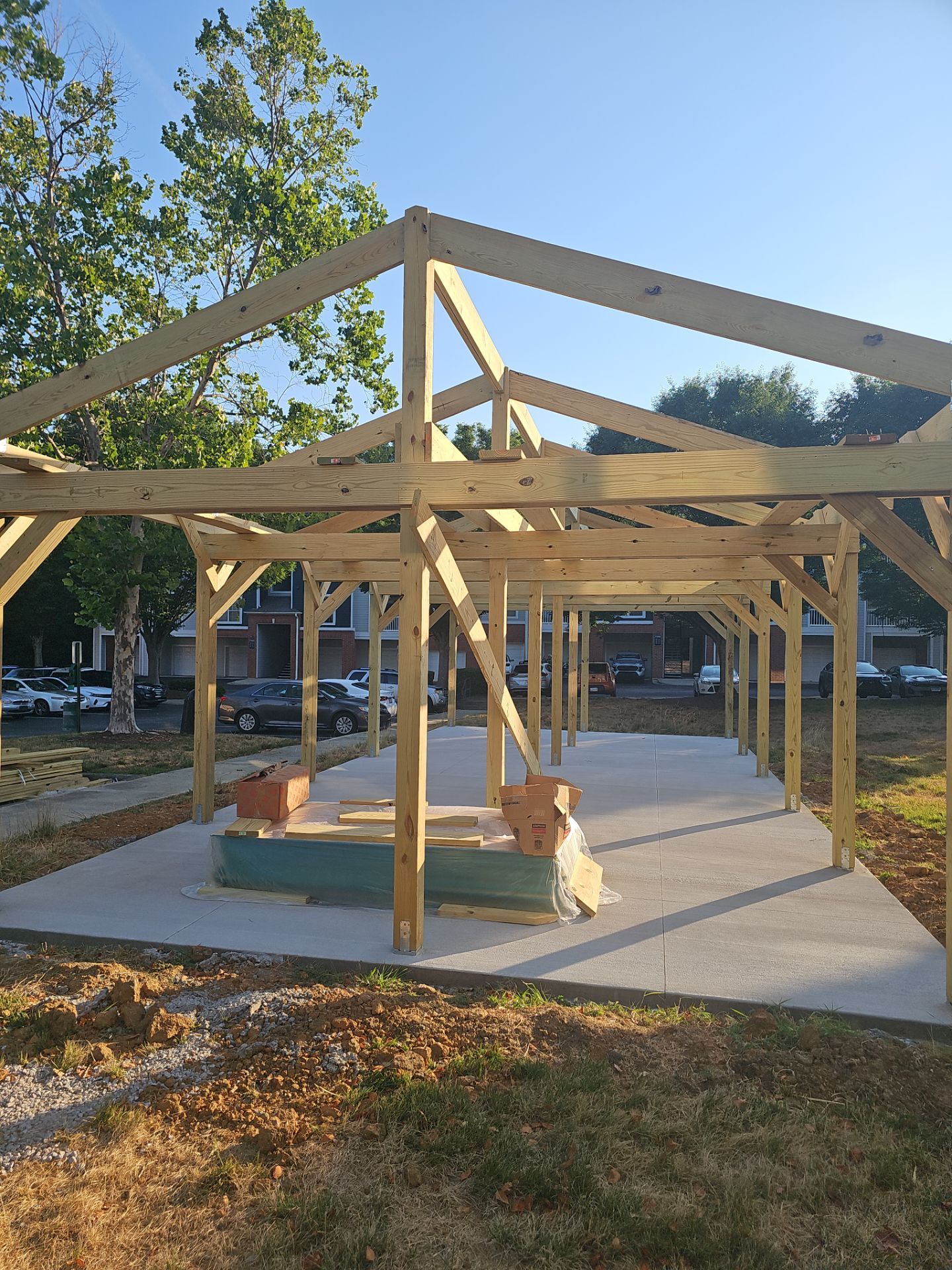 Custom Timber Frame Pavilion for Cluster Mailbox Units in Raleigh by Billy Weatherspoon Contractor