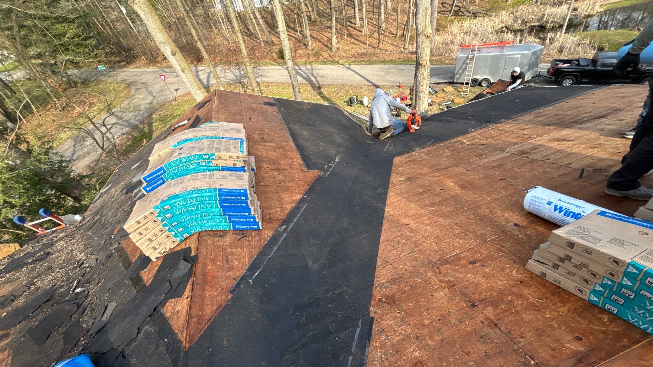 Roof Replacement using CertainTeed Landmark Moire Black by 180 Contractors