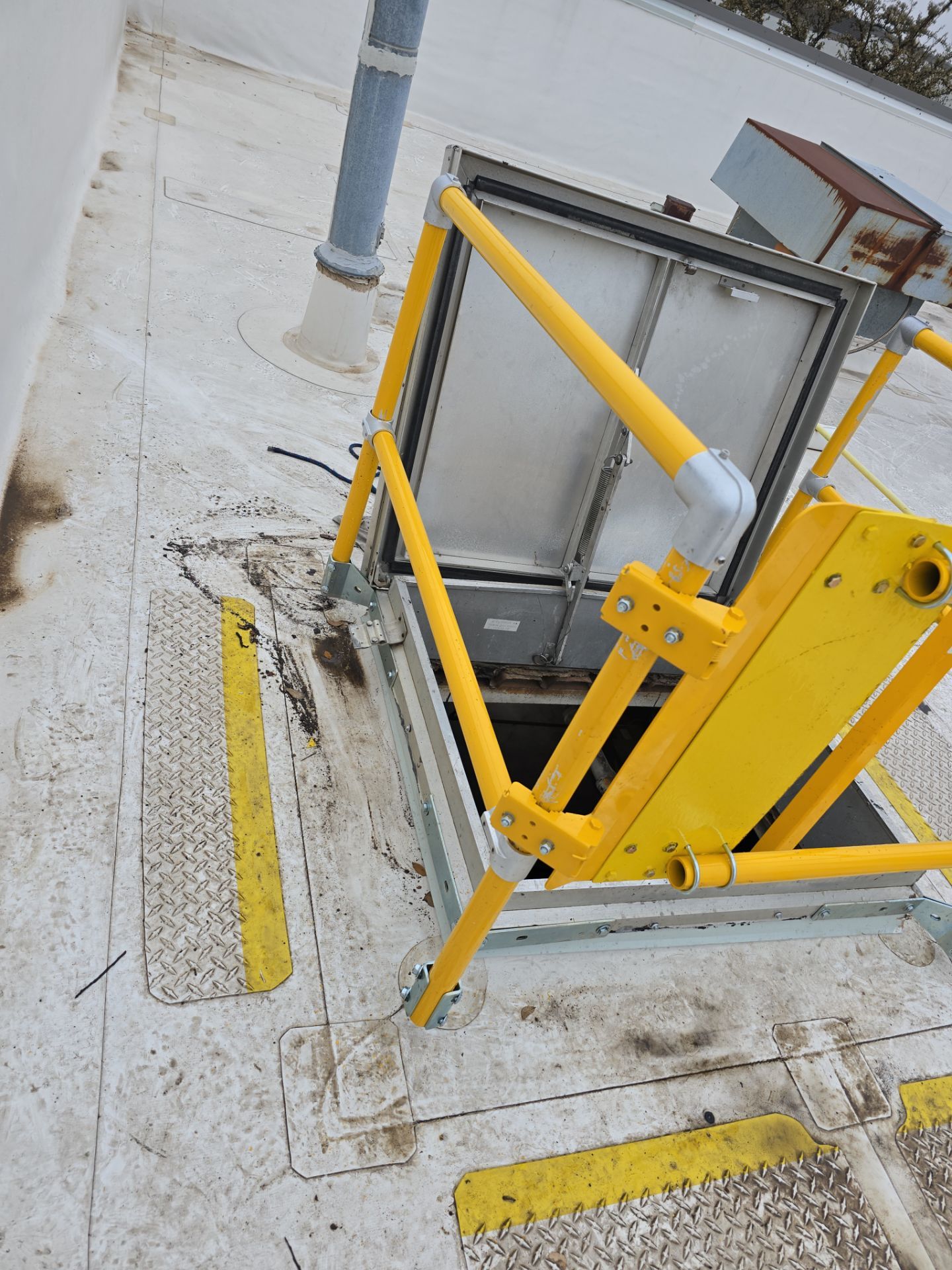 Commercial Roof Hatch Safety Rail using Bilco Safety Rail by Roof Experts
