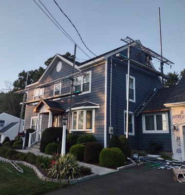 Residential Roofing Installation using Owens Corning TruDefinition & Certainteed Cedar Impressions Pacific Blue