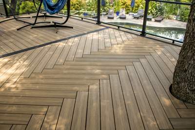 Deck Resurface with Glass Paneling and Deckorators Voyage Series Products