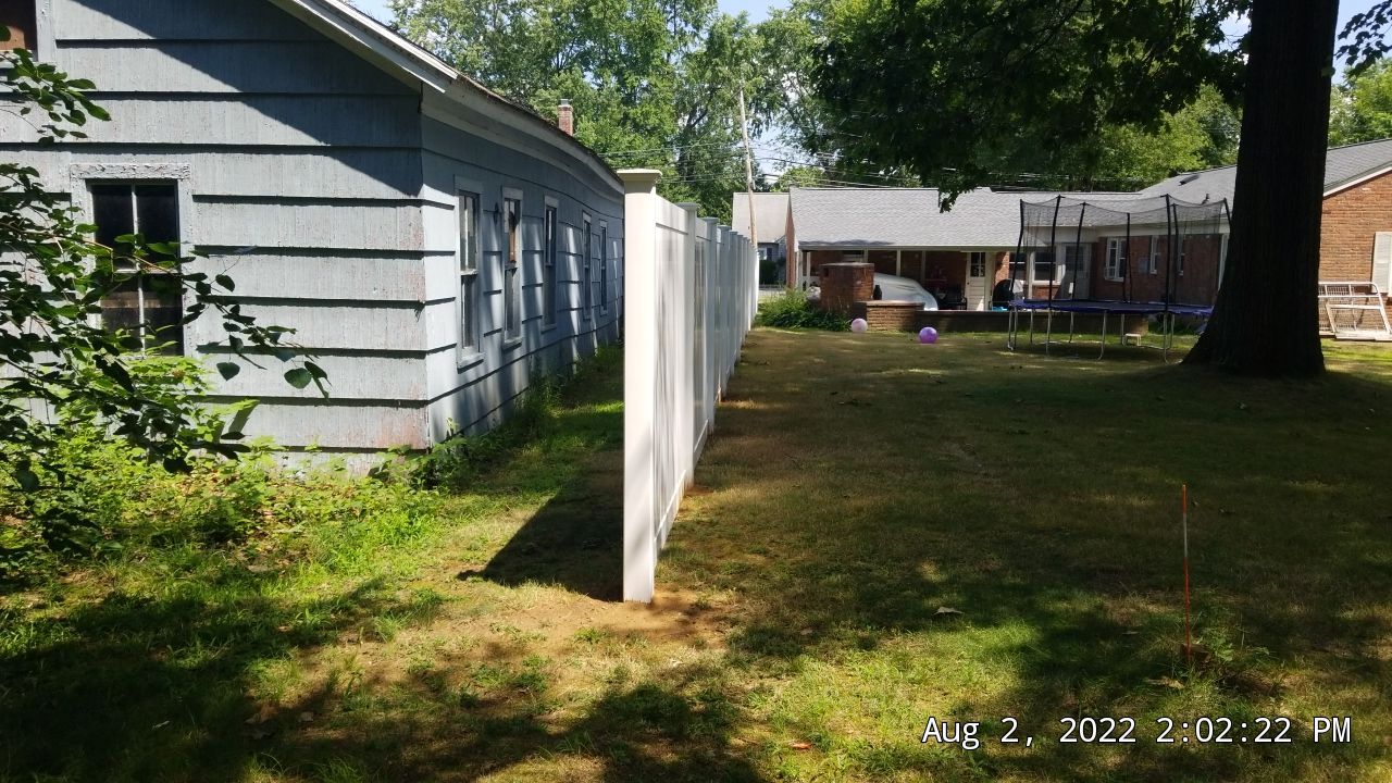 Vinyl Privacy fence White by DiGiorgi Roofing and Siding Inc