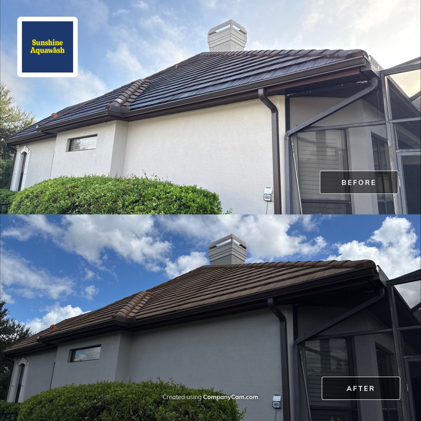 Tile Roof, Paver Pool Deck & Flowerbed Curbing Cleaning | Winding River Bradenton, FL Transformation by Sunshine AquaWash