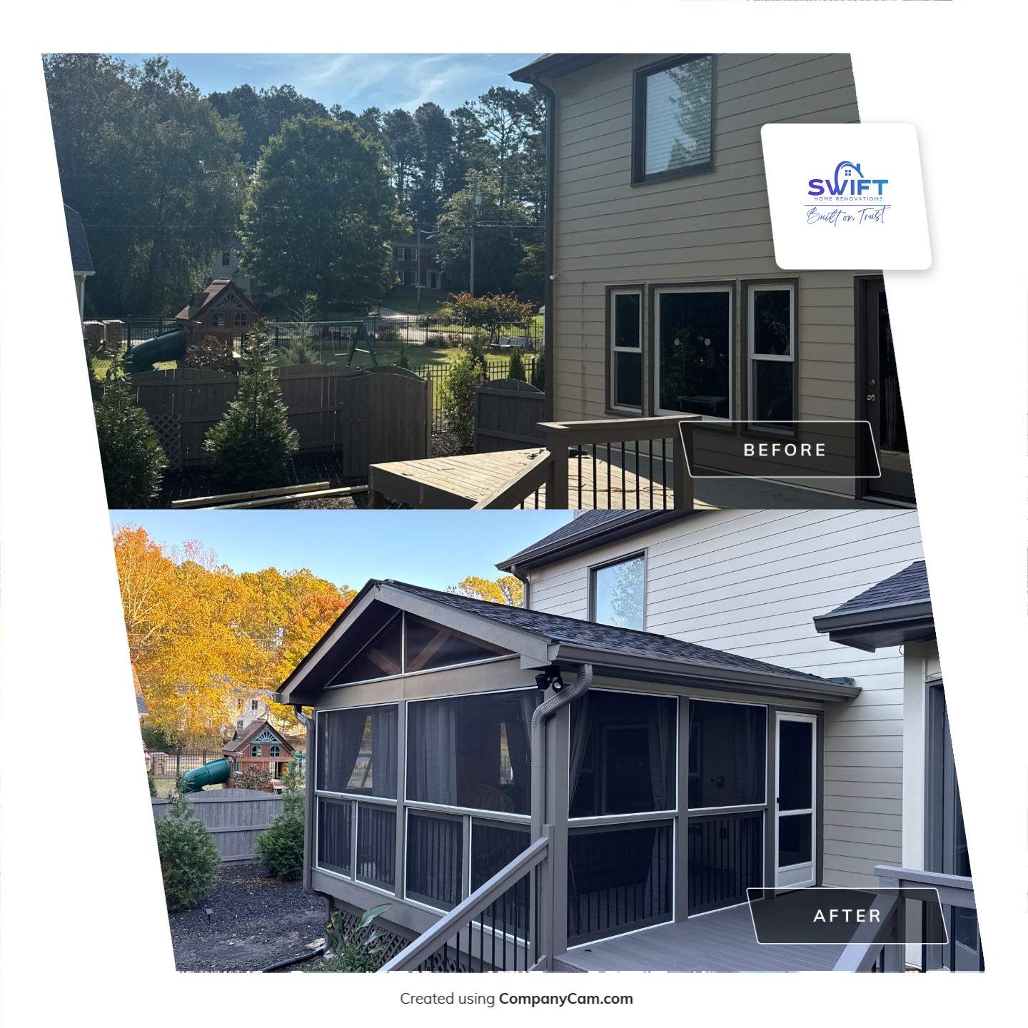 Custom Multi-Level Composite Deck and Screened-In Porch in Marietta by Swift Home Renovations