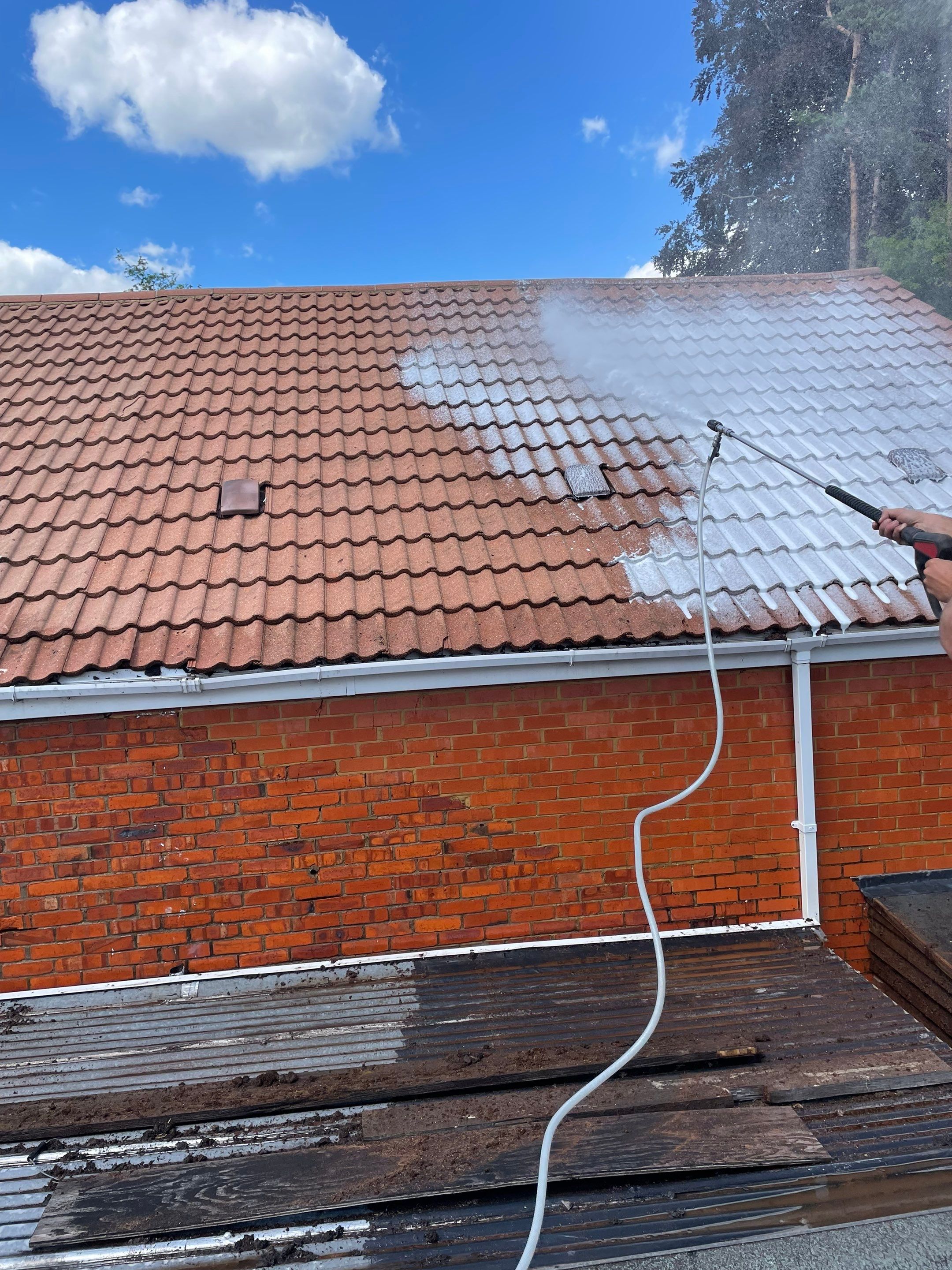 Roof Clean  - Moss Removal - Gutter Clean using Mosmatic FSC and Biocide by Ges Exterior Cleaning ltd