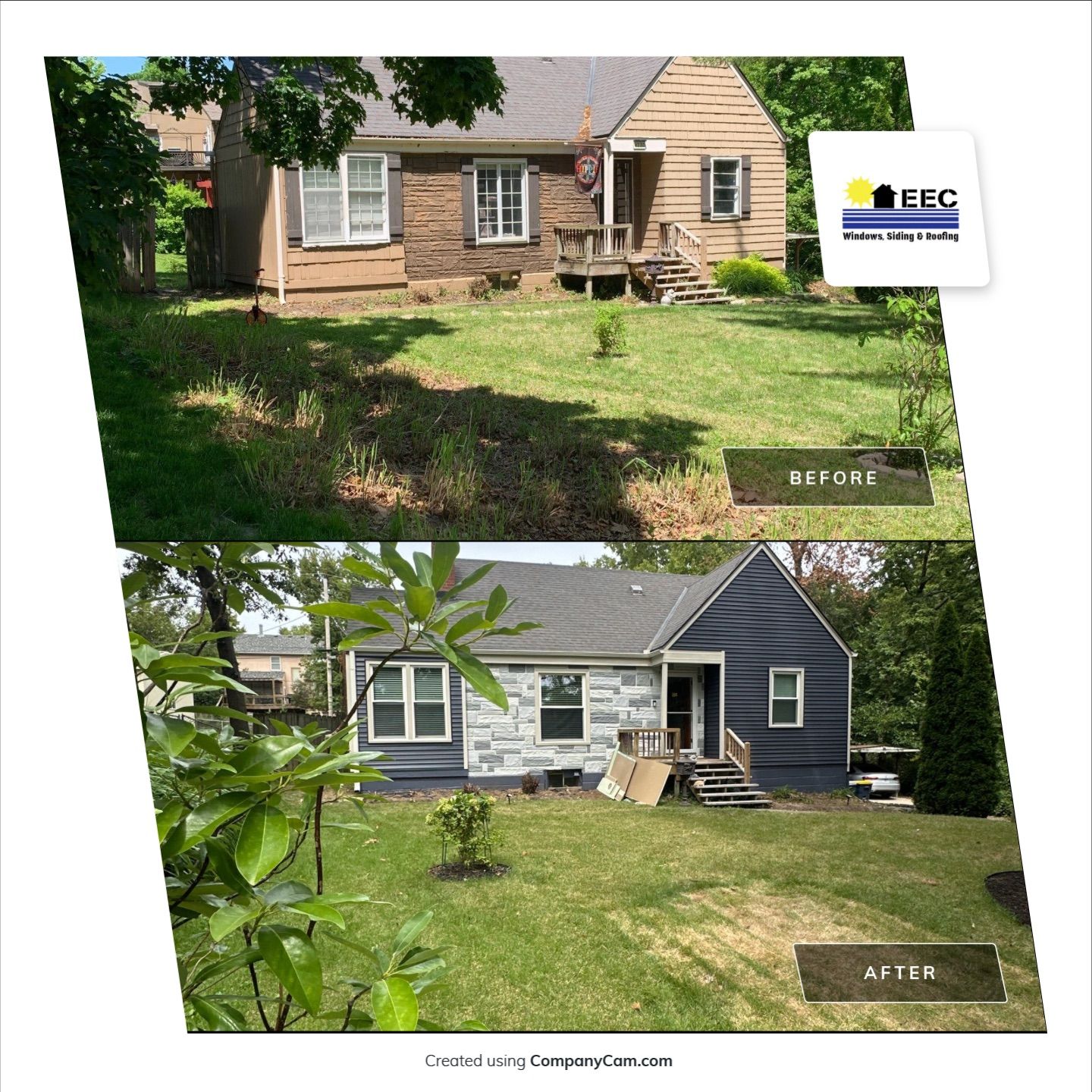 Kansas City Indigo Insulated Craneboard Siding and Window Replacement Project in Kansas City by EEC Windows, Siding & Roofing