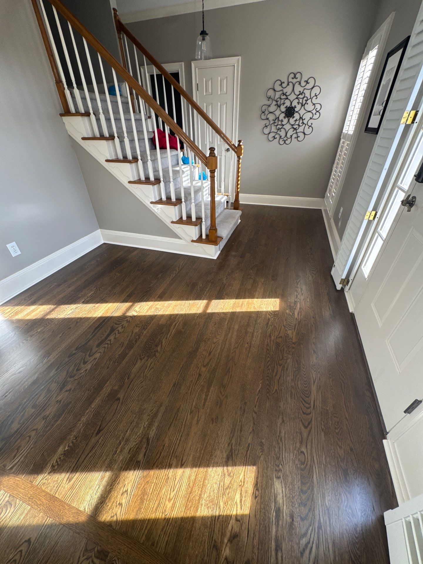 Dark Walnut Hardwood Floor Refinishing and Cabinet Painting in Atlanta by Swift Home Renovations