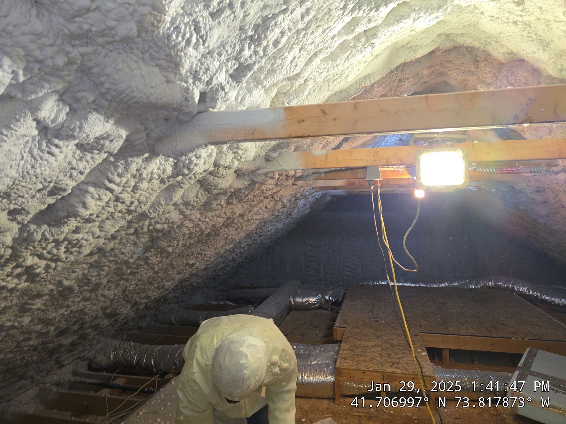 Attic Insulation using open cell spray foam by NYS Foam & Energy