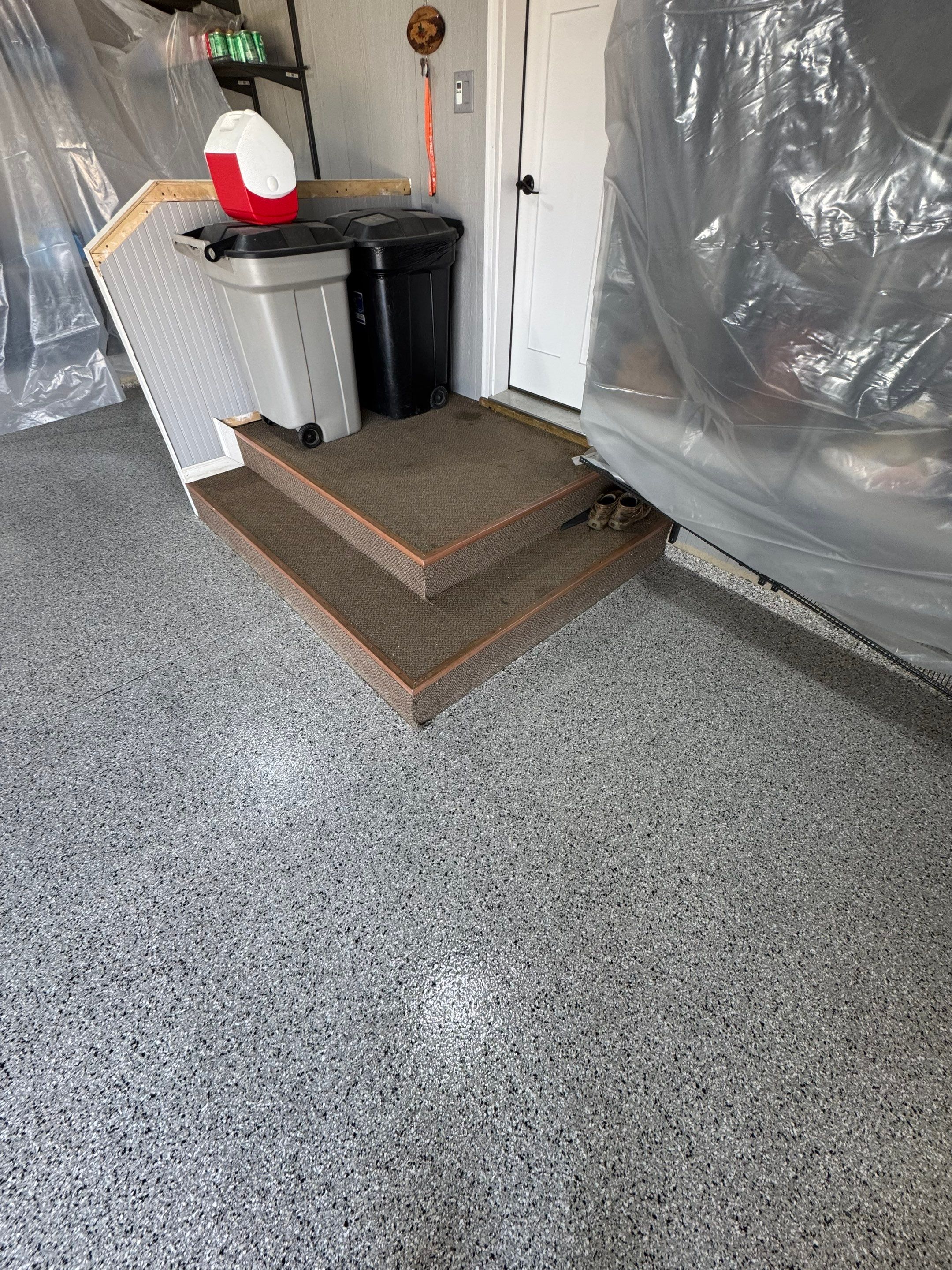 High-Gloss Grey Epoxy Floor Coating for Inwood Garage by Select Painting, Coatings & Garage Cabinets