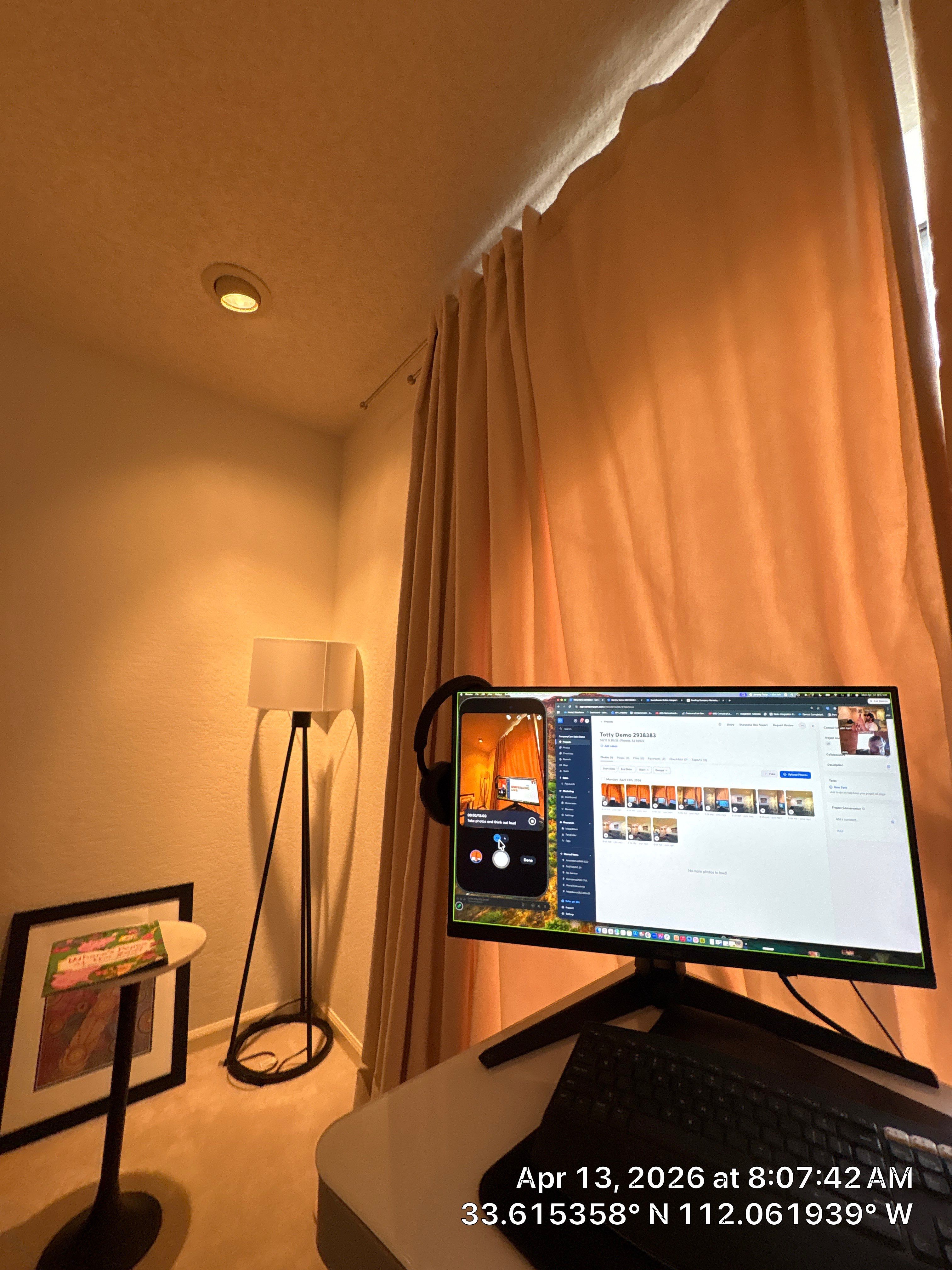 Phoenix Home Office Setup with Custom AV Wall Mounting by CompanyCam Sales Demo