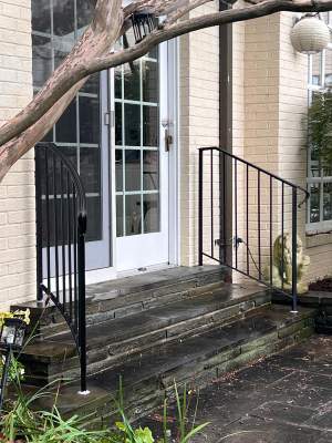 Residential Exterior Railing Installation for Bethesda Stone Entry
